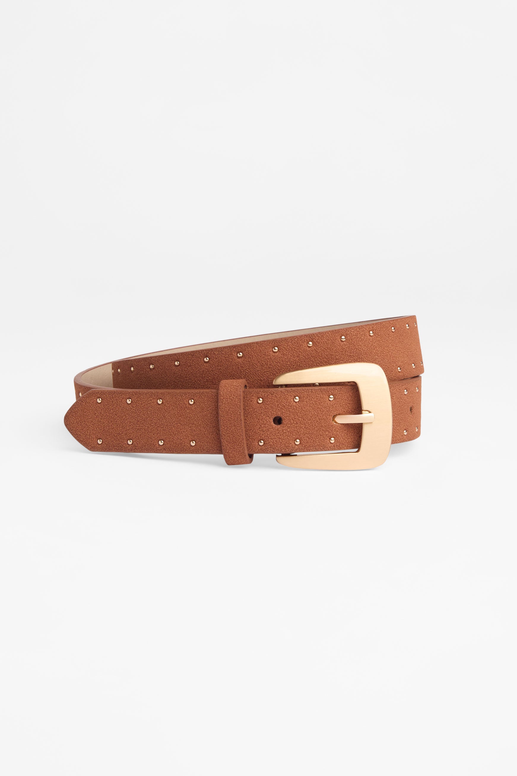 Ceinture avec rivets - Femme && COGNAC