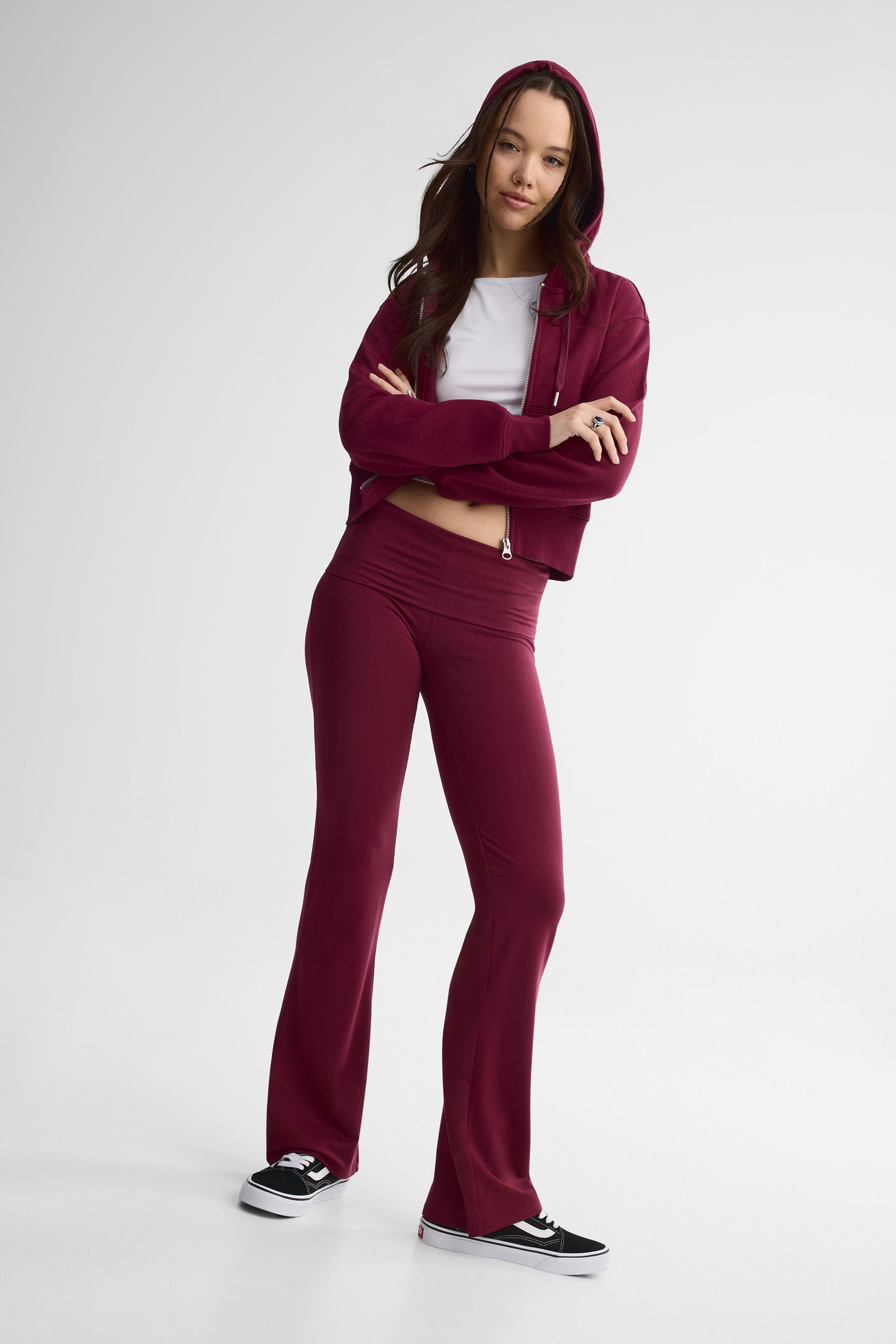 Legging bootcut évasé en heavy rayon - Femme && ROUGE VIN