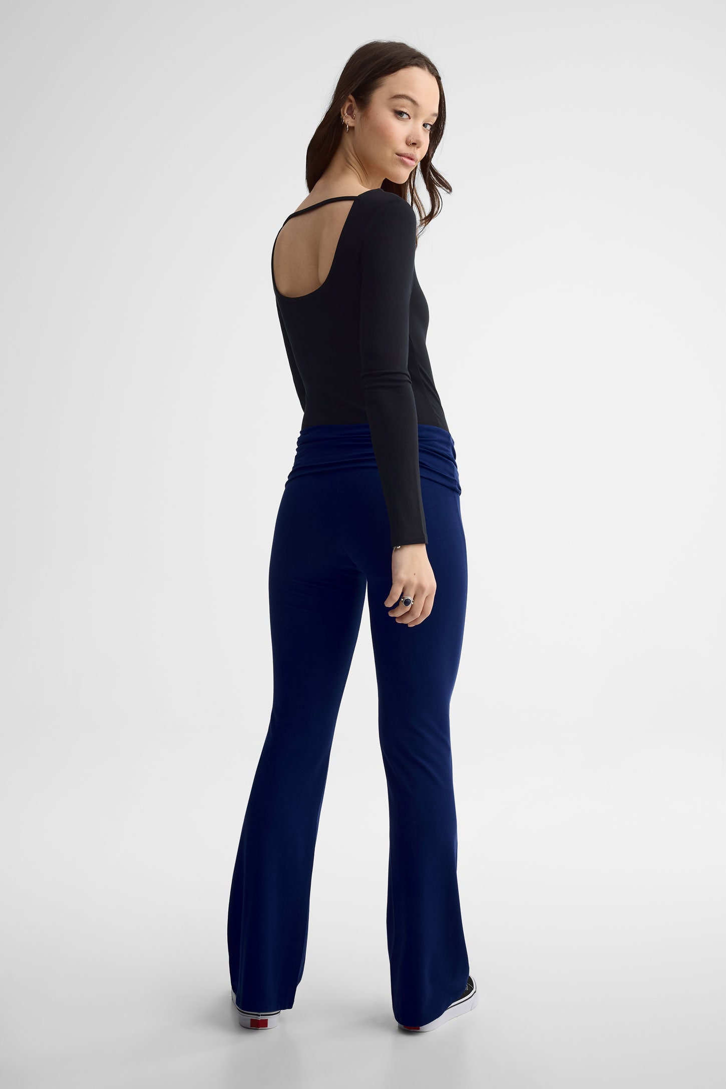 Legging bootcut évasé en heavy rayon - Femme && BLEU FONCE