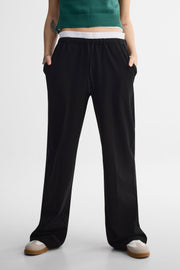 Pantalon taille haute jambe large – Femme && NOIR