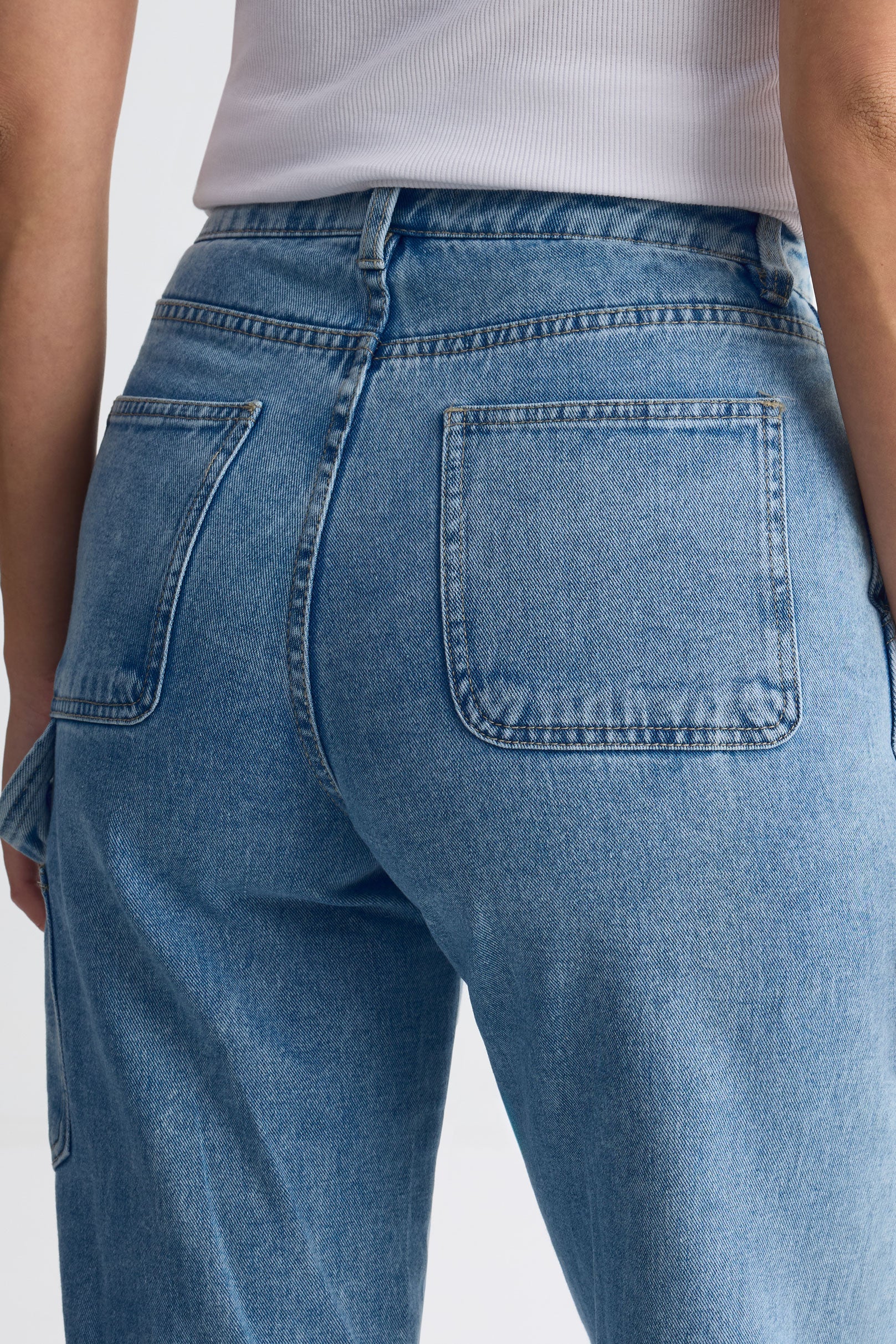 Jeans taille haute ''skater'' coupe ample - Femme && DENIM PALE