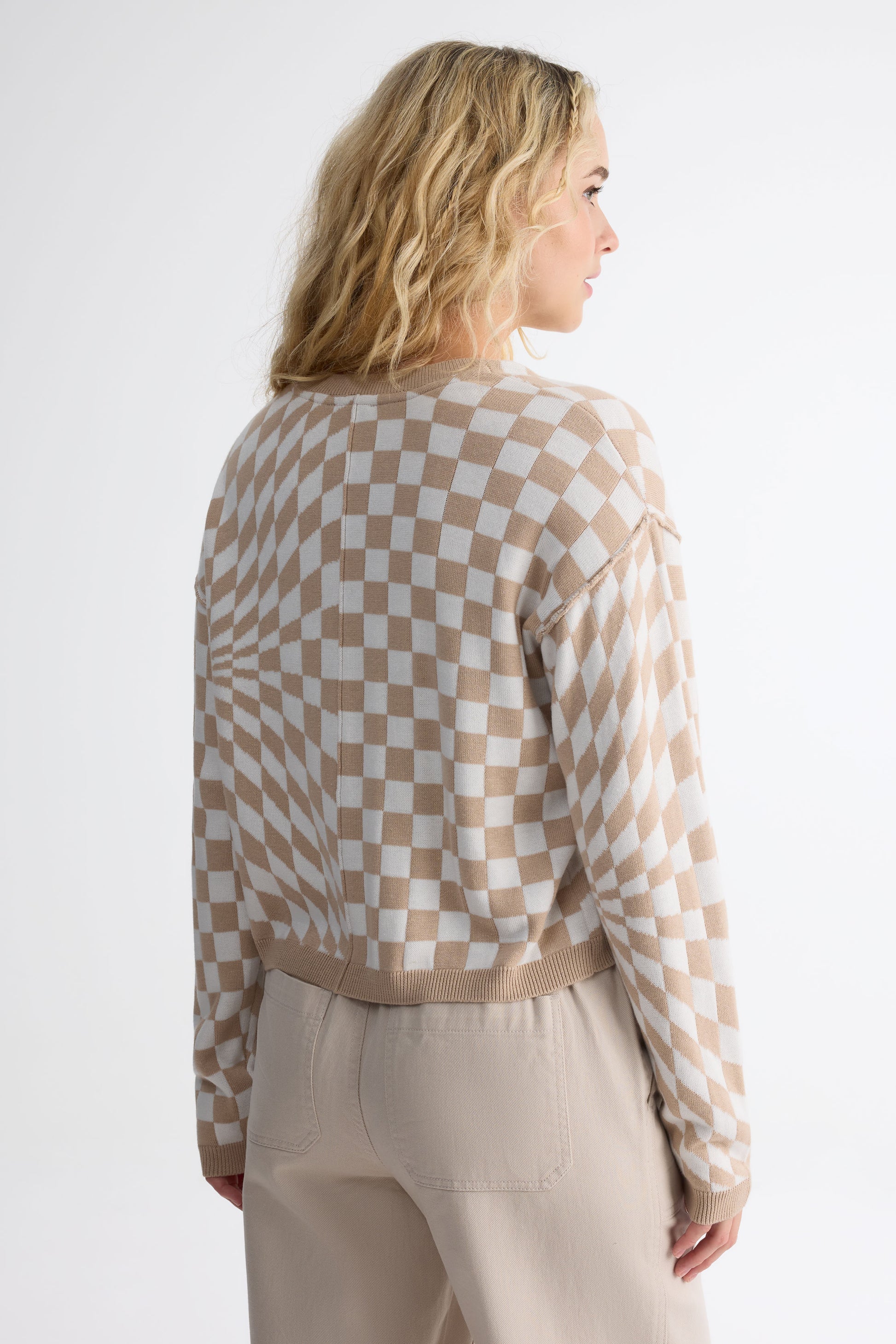 Chandail col rond tricot - Femme && BLANC CASSÉ/MULTI