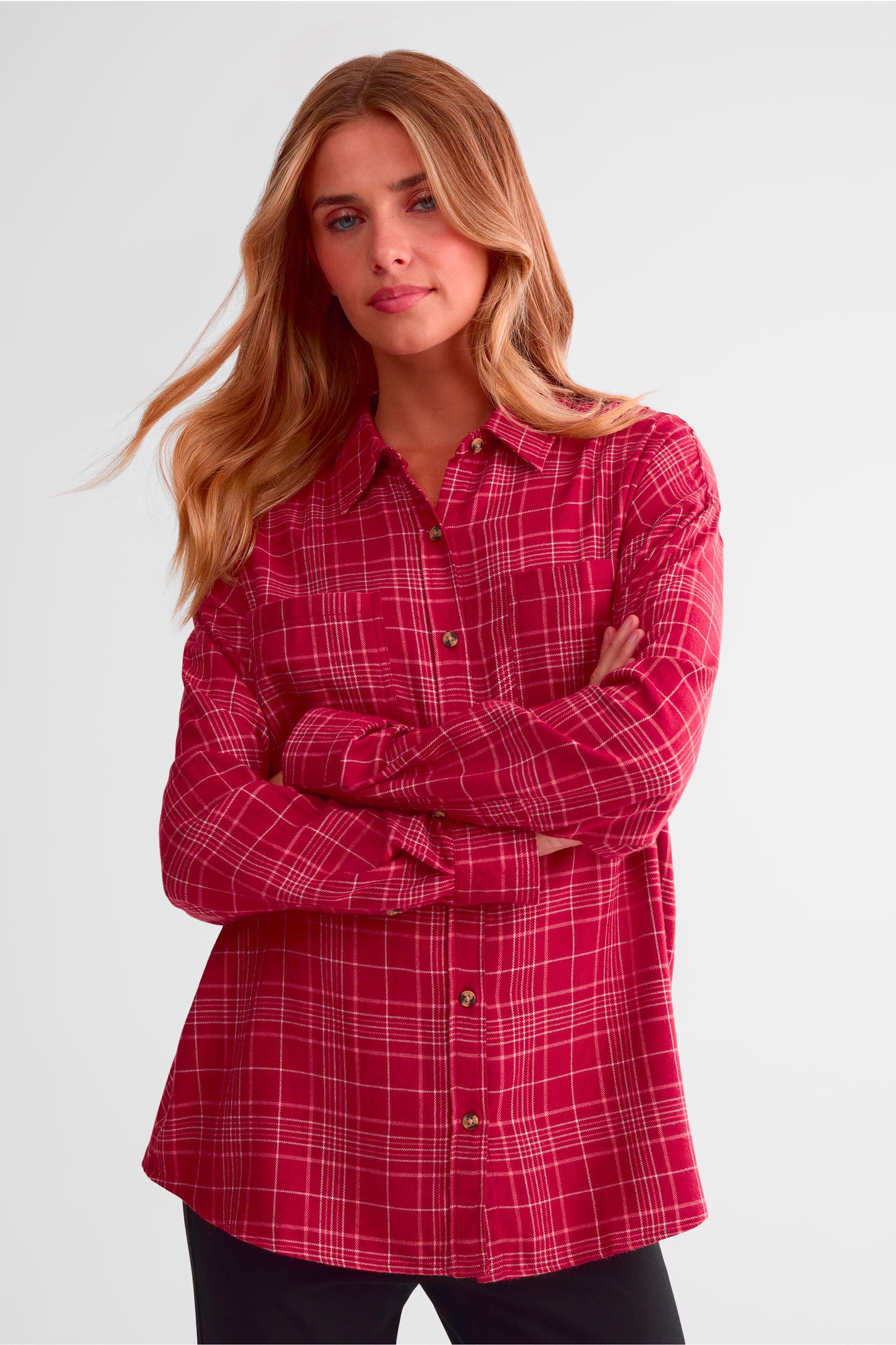 Chemise à carreaux en flanelle - Femme && ROUGE/MULTI