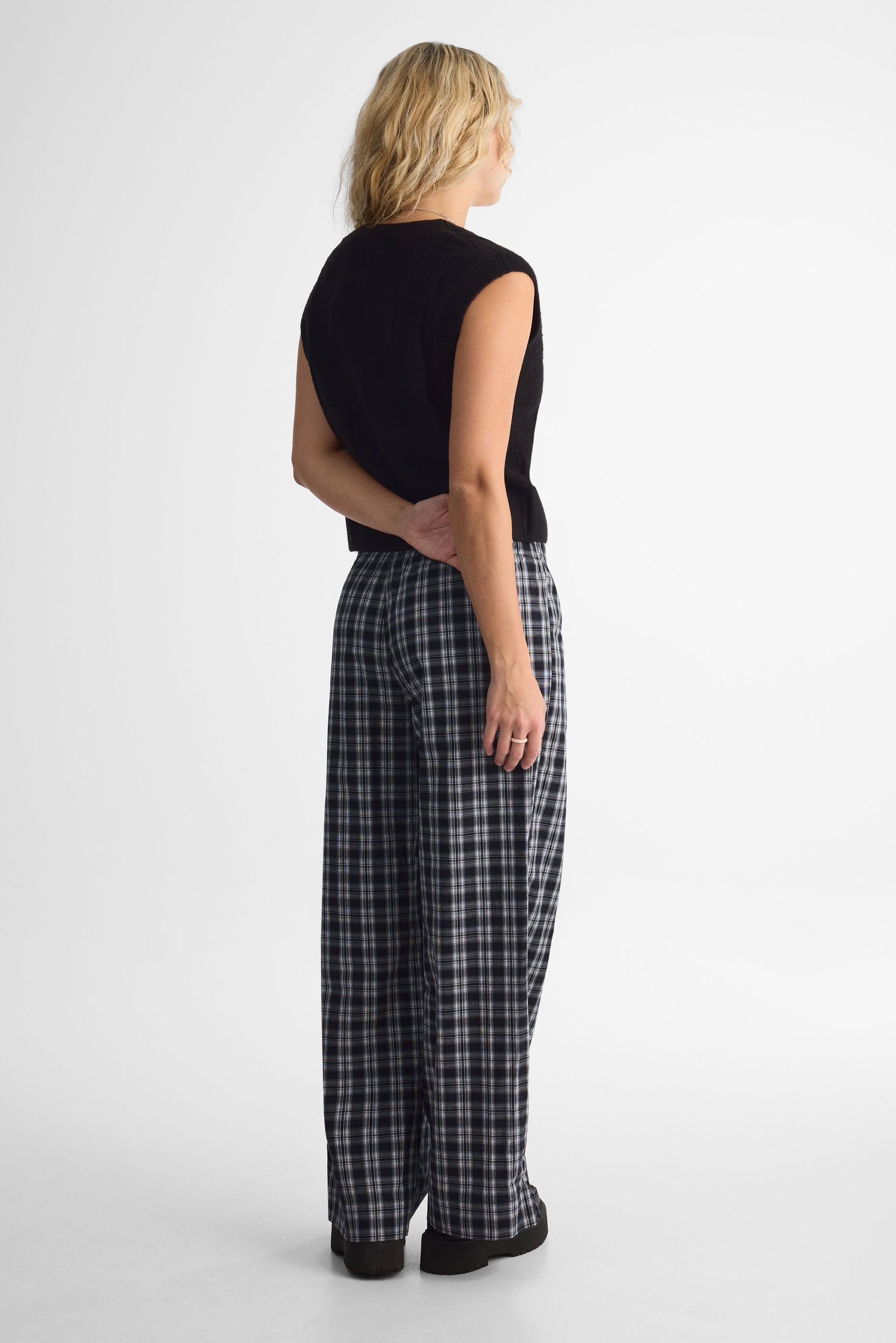 Pantalon pyjama coupe lousse en coton - Femme && NOIR/MULTI