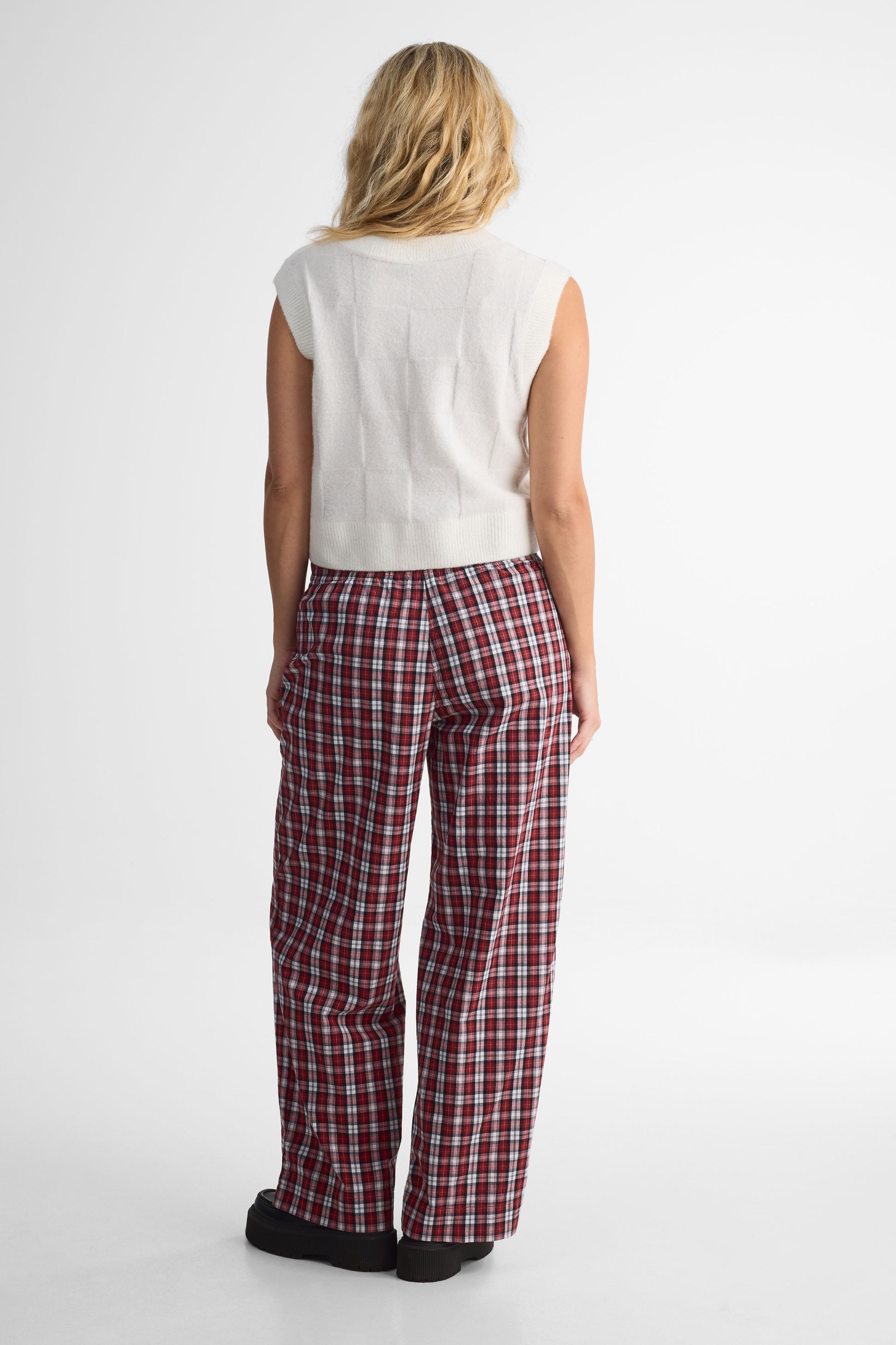 Pantalon pyjama coupe lousse en coton - Femme && ROUGE/MULTI