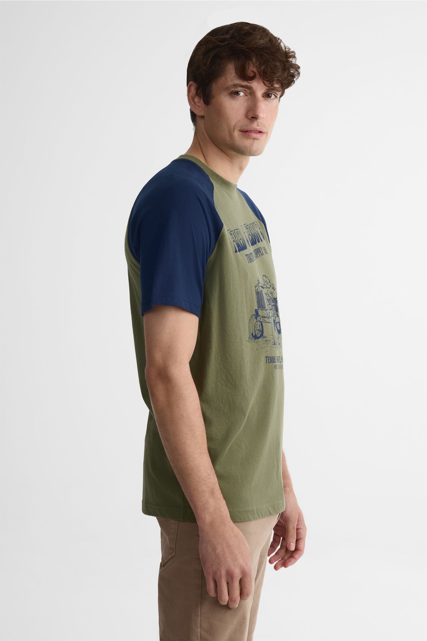 T-shirt col rond coton, 2/30$ - Homme && KAKI/MULTI