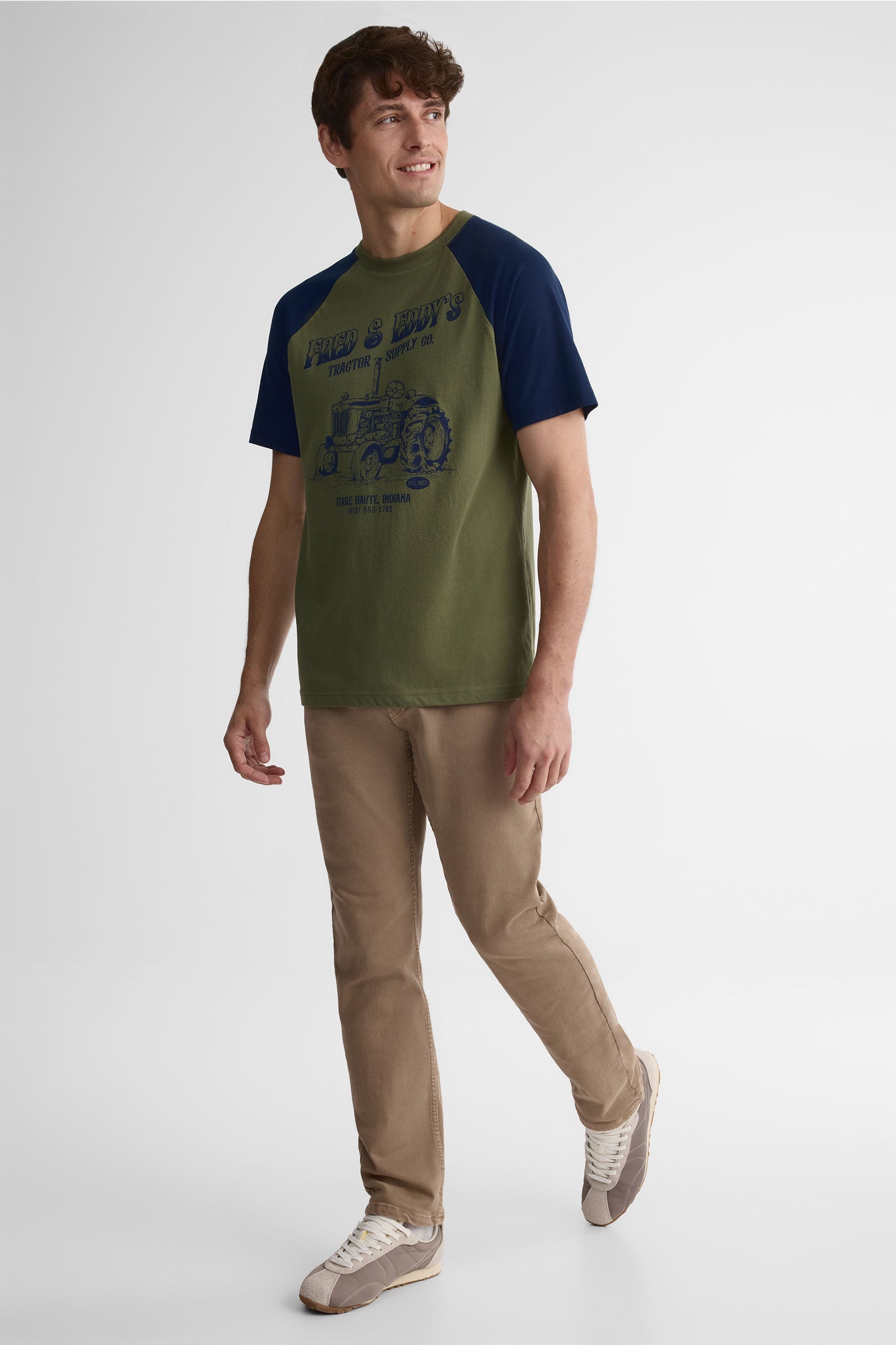 T-shirt col rond coton, 2/30$ - Homme && KAKI/MULTI