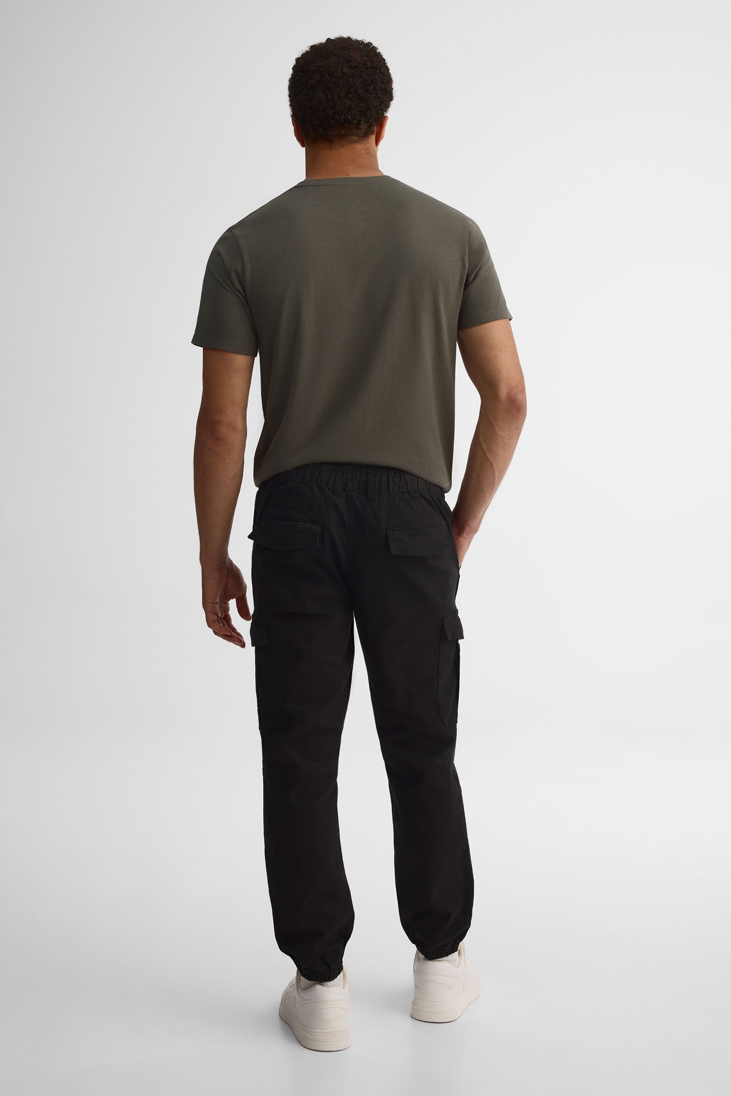 Pantalon cargo jogger ajustable en coton - Homme && NOIR