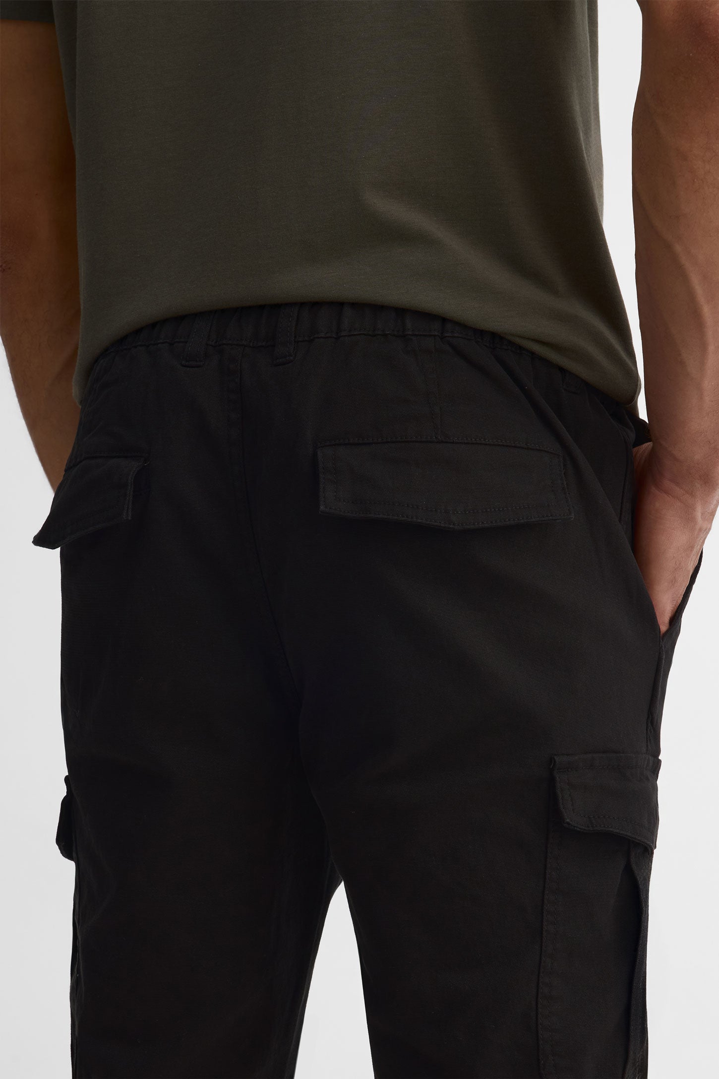 Pantalon cargo jogger ajustable en coton - Homme && NOIR