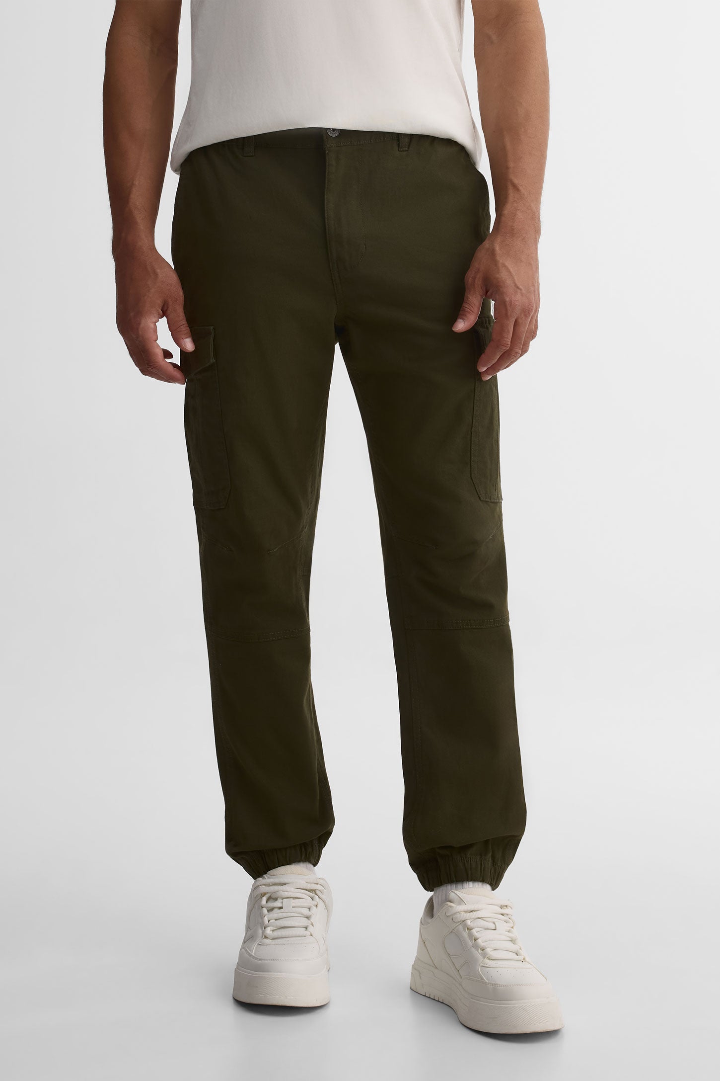 Pantalon cargo jogger ajustable en coton - Homme && VERT FONCE
