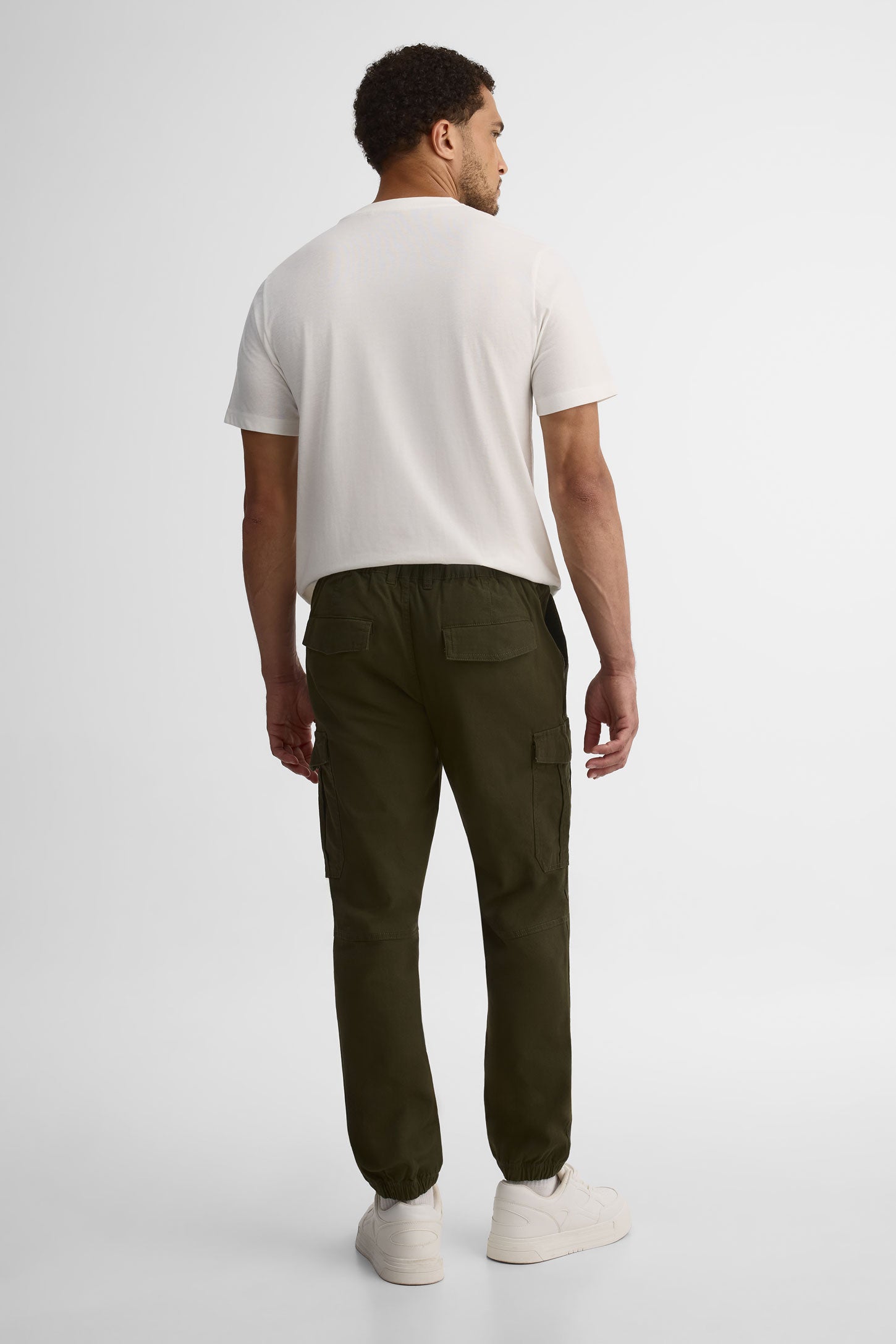 Pantalon cargo jogger ajustable en coton - Homme && VERT FONCE