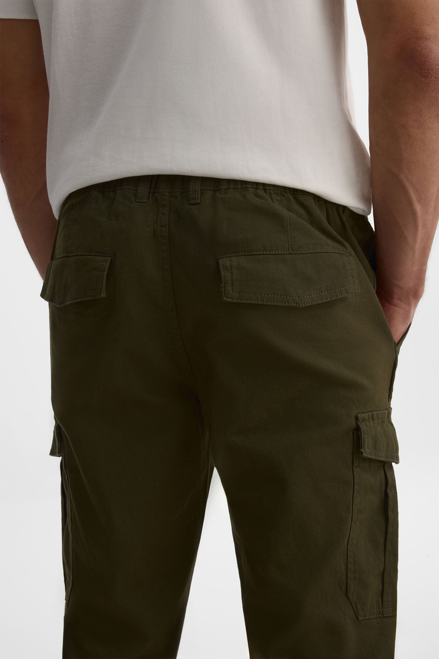 Pantalon cargo jogger ajustable en coton - Homme && VERT FONCE