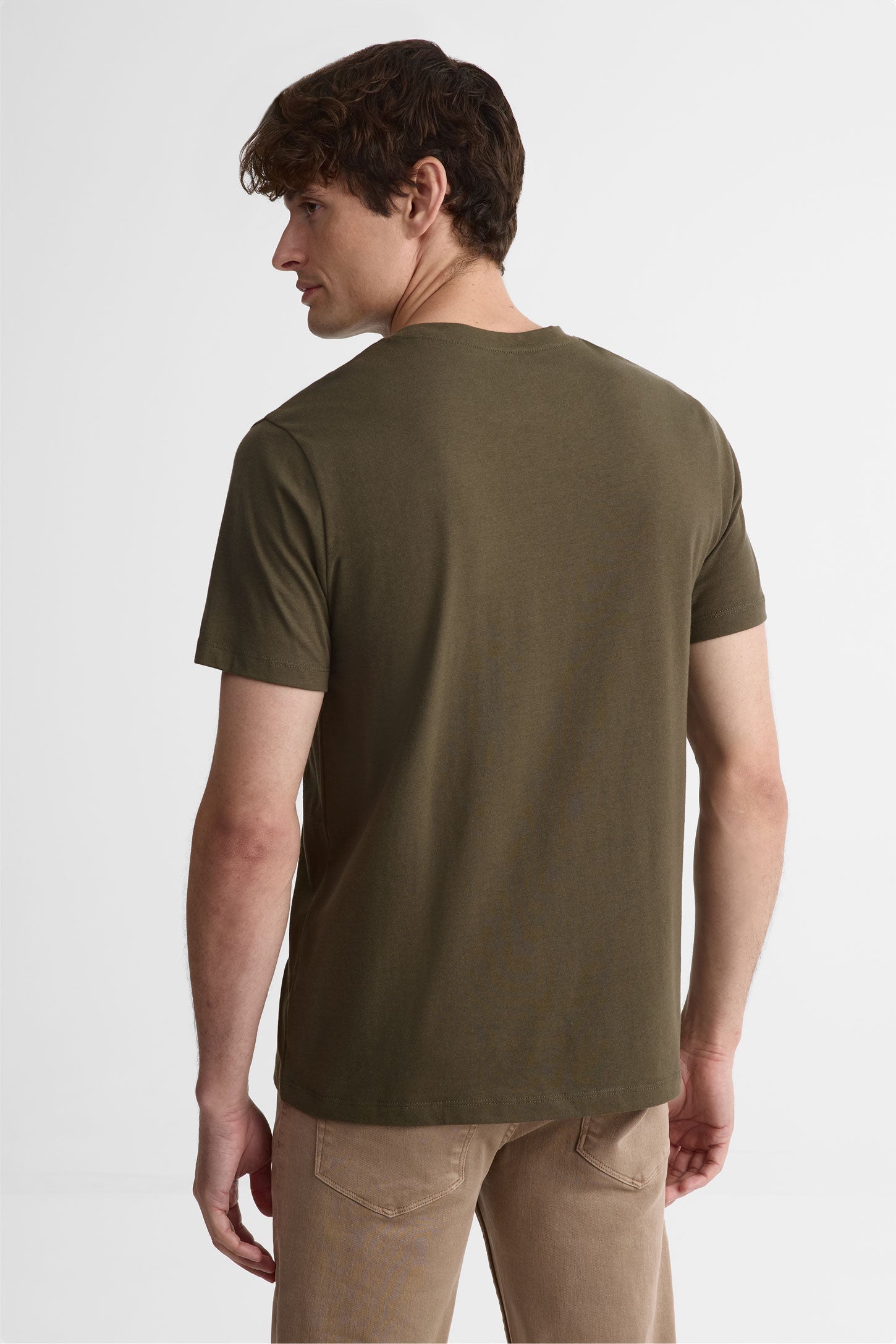 T-shirt col rond avec poche, 2/30$ - Homme && VERT FONCE