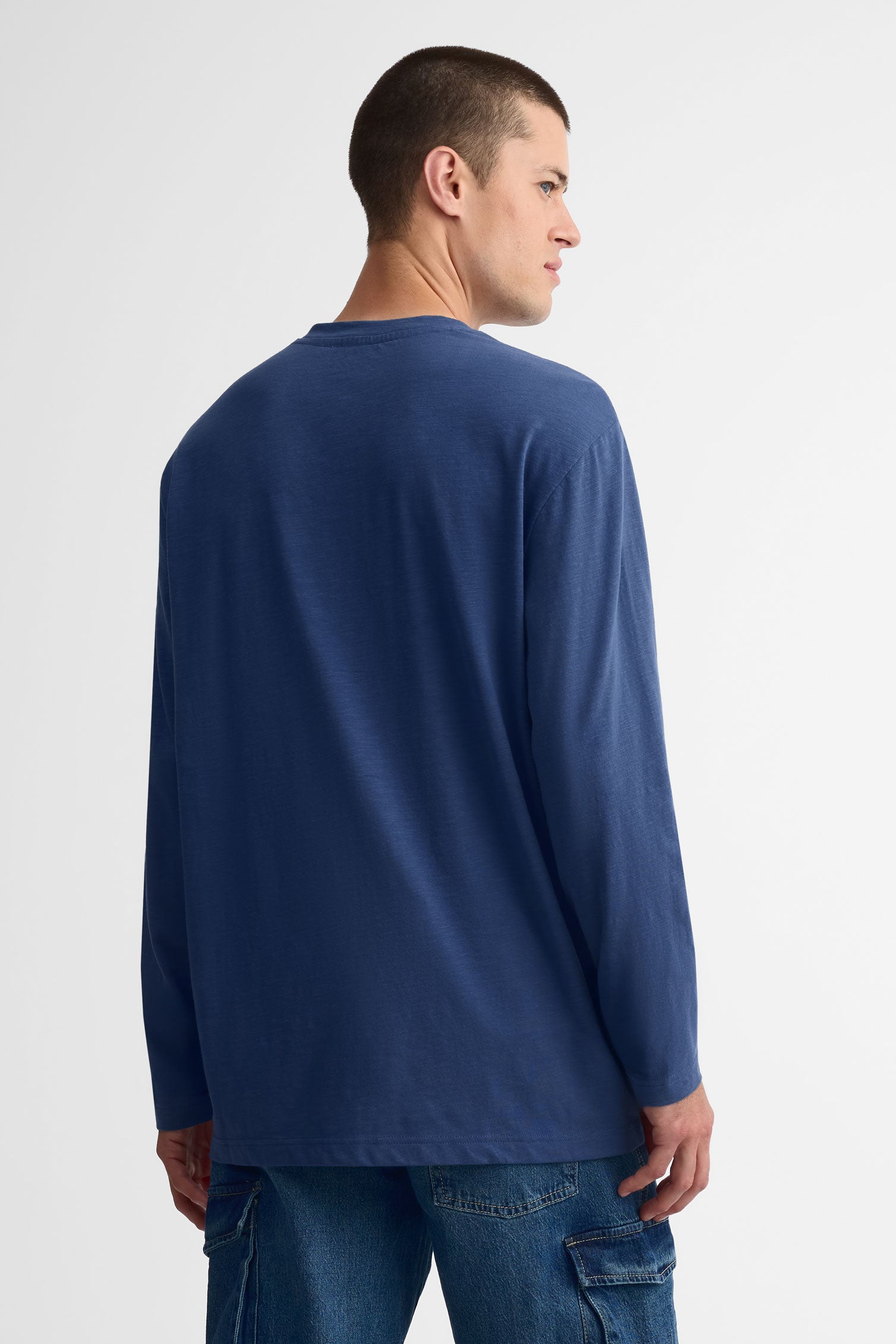 Chandail Henley manches longues - Homme && BLEU FONCE