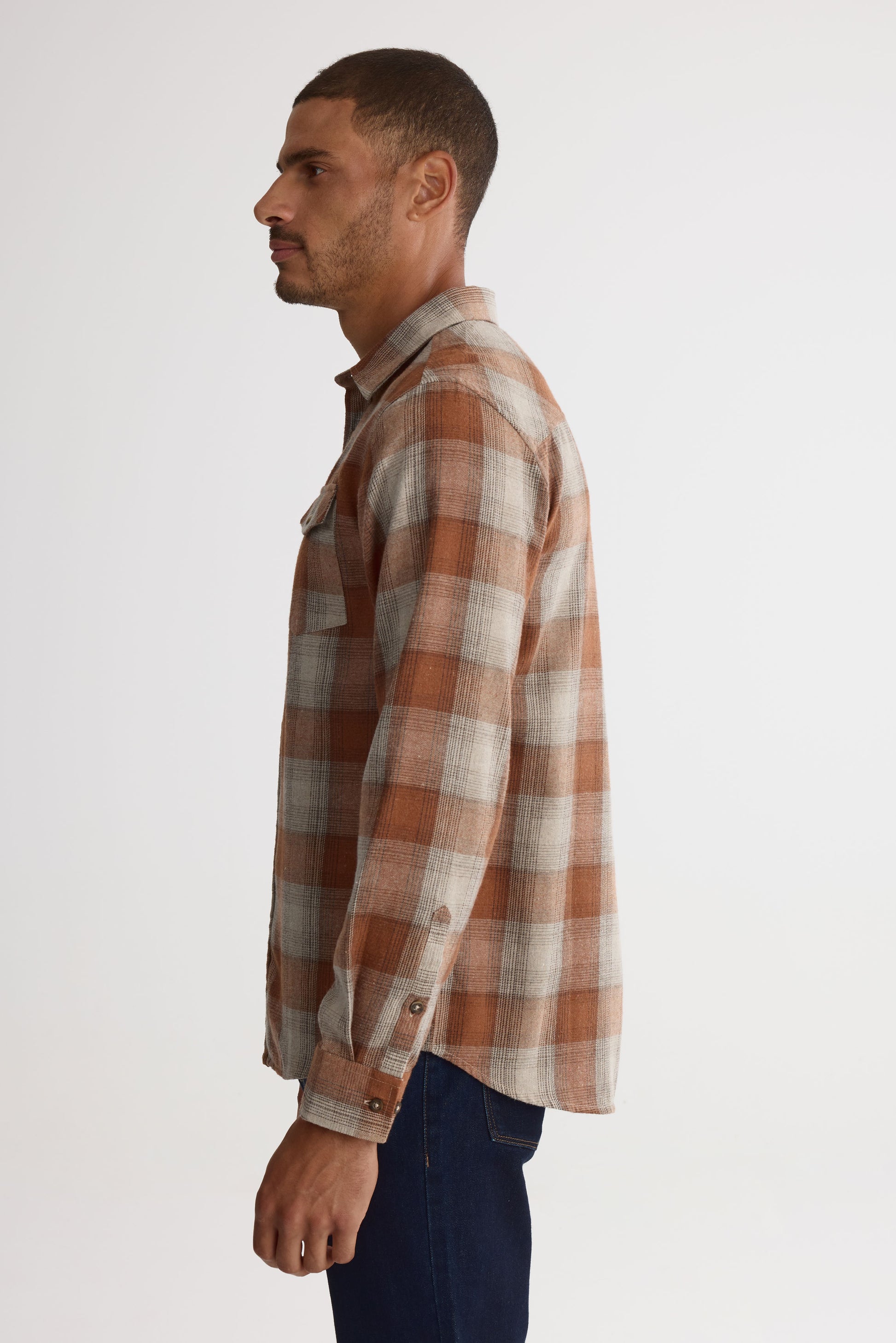 Chemise à carreaux en flanelle - Homme && BEIGE/MULTI