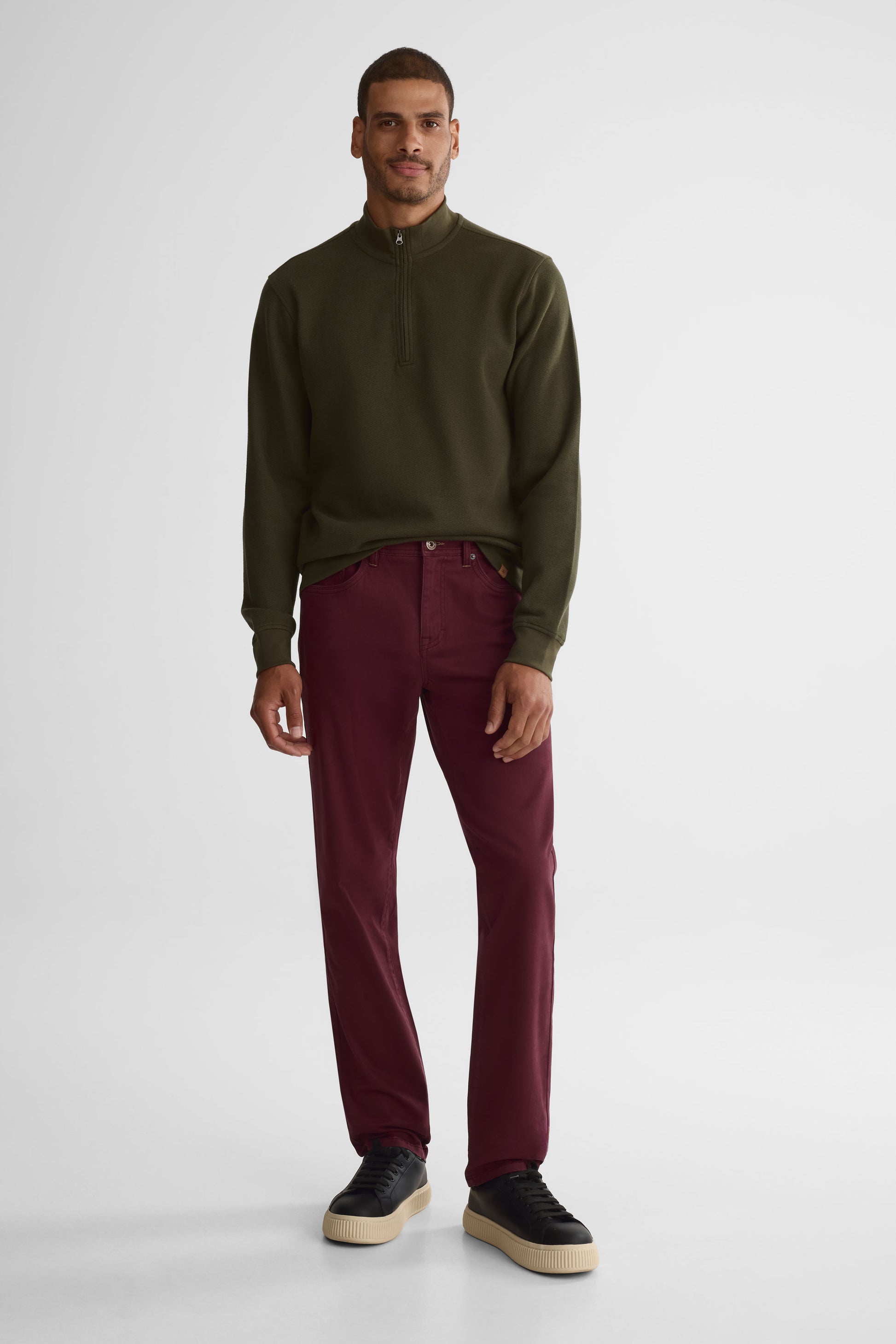 Pantalon 5 poches tapered - Homme && BOURGOGNE