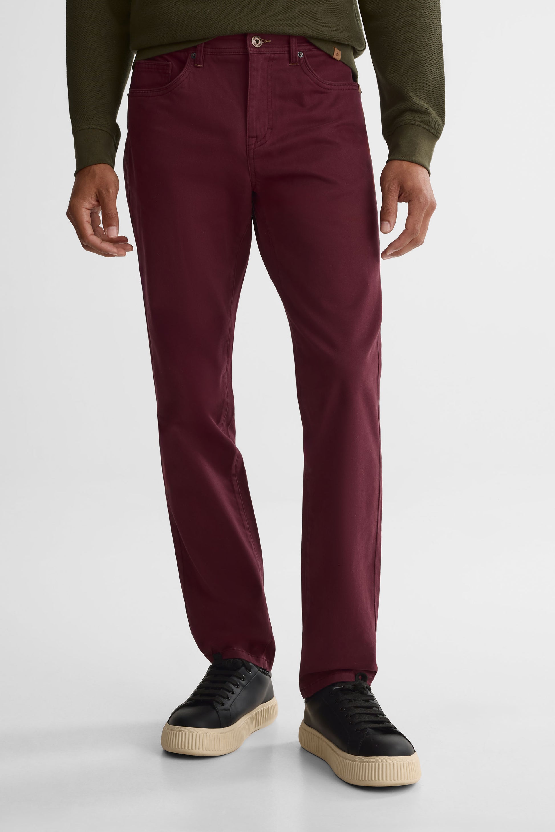 Pantalon 5 poches tapered - Homme && BOURGOGNE