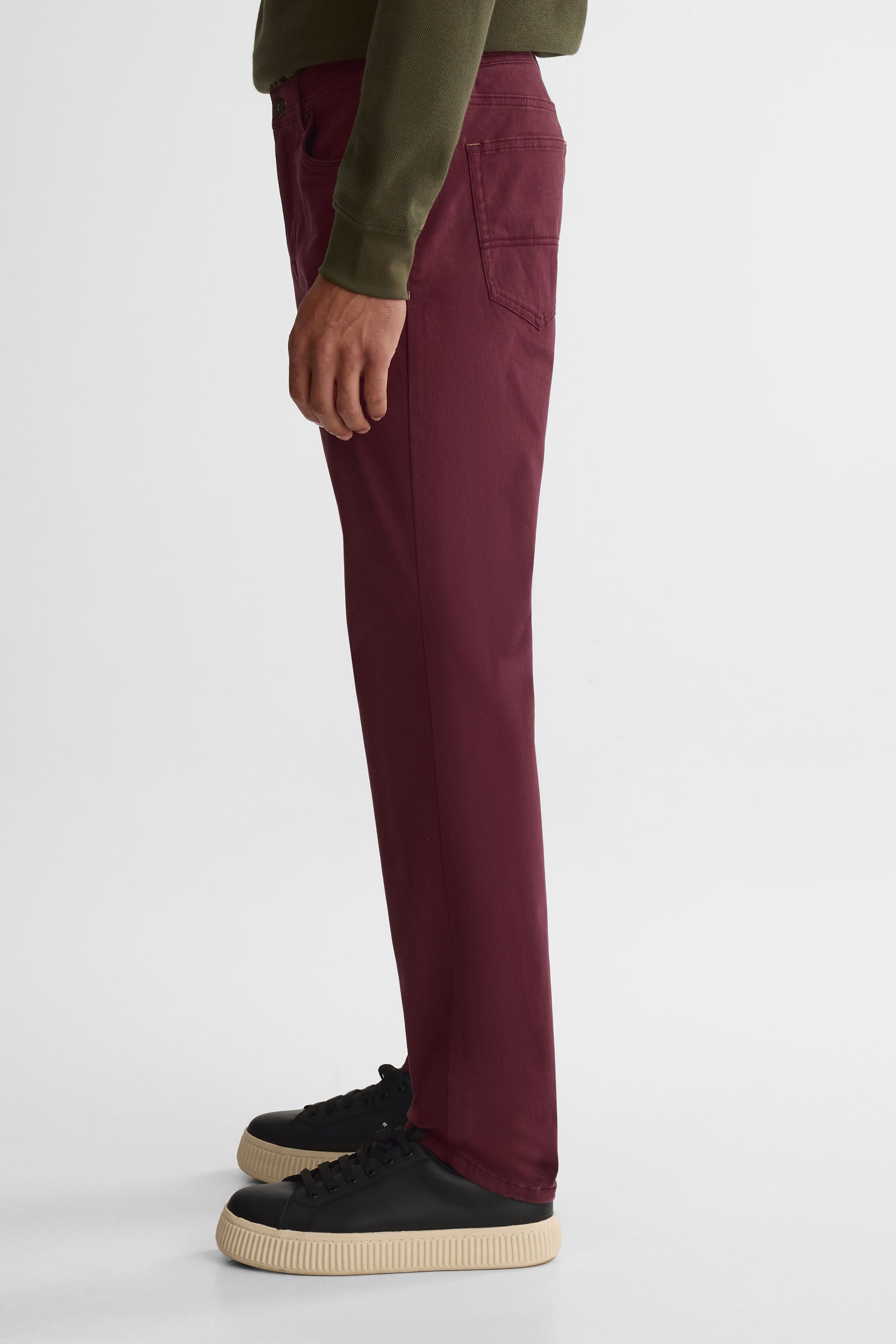 Pantalon 5 poches tapered - Homme && BOURGOGNE