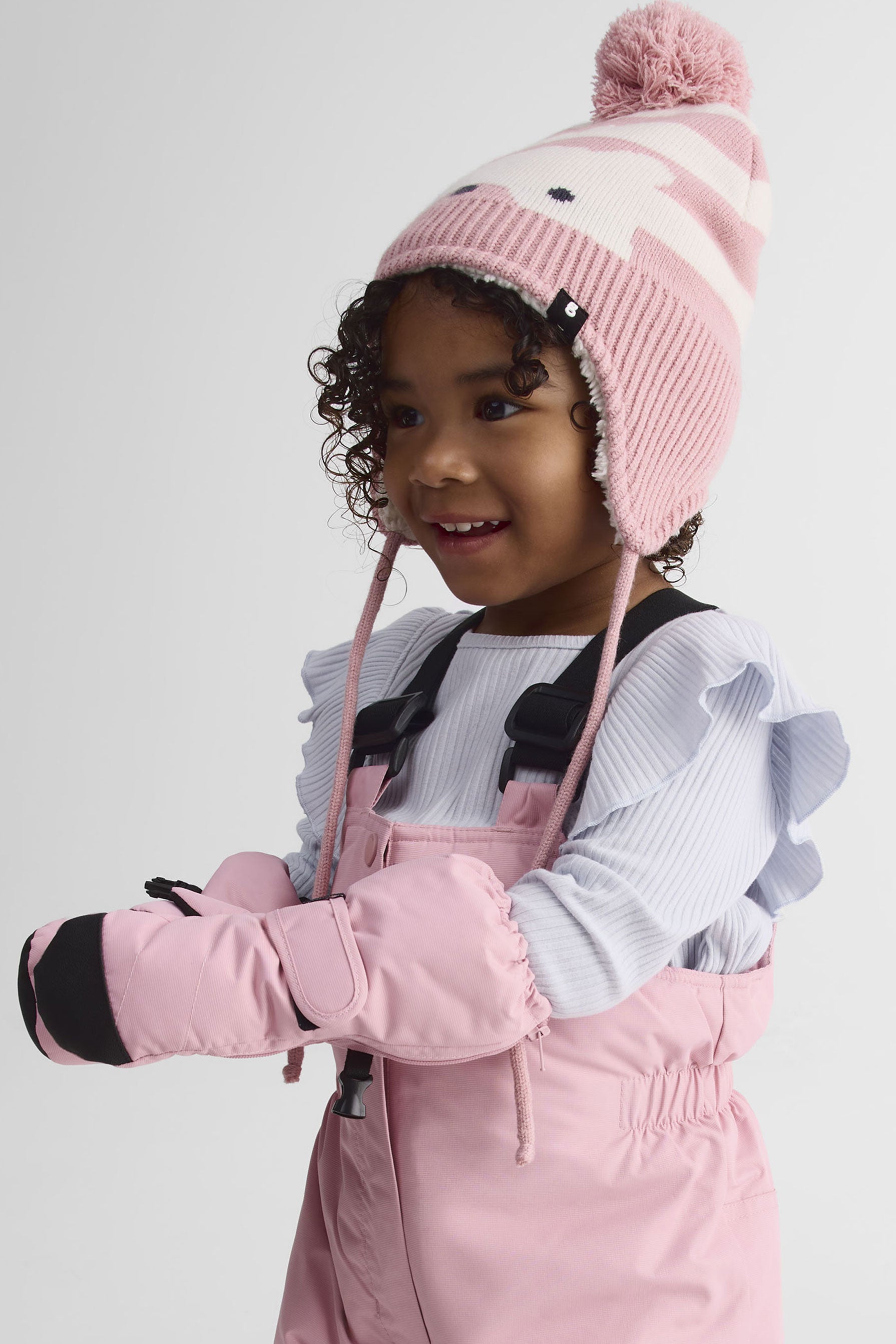 Tuque en tricot doublée sherpa – Bébé fille && ROSE PALE