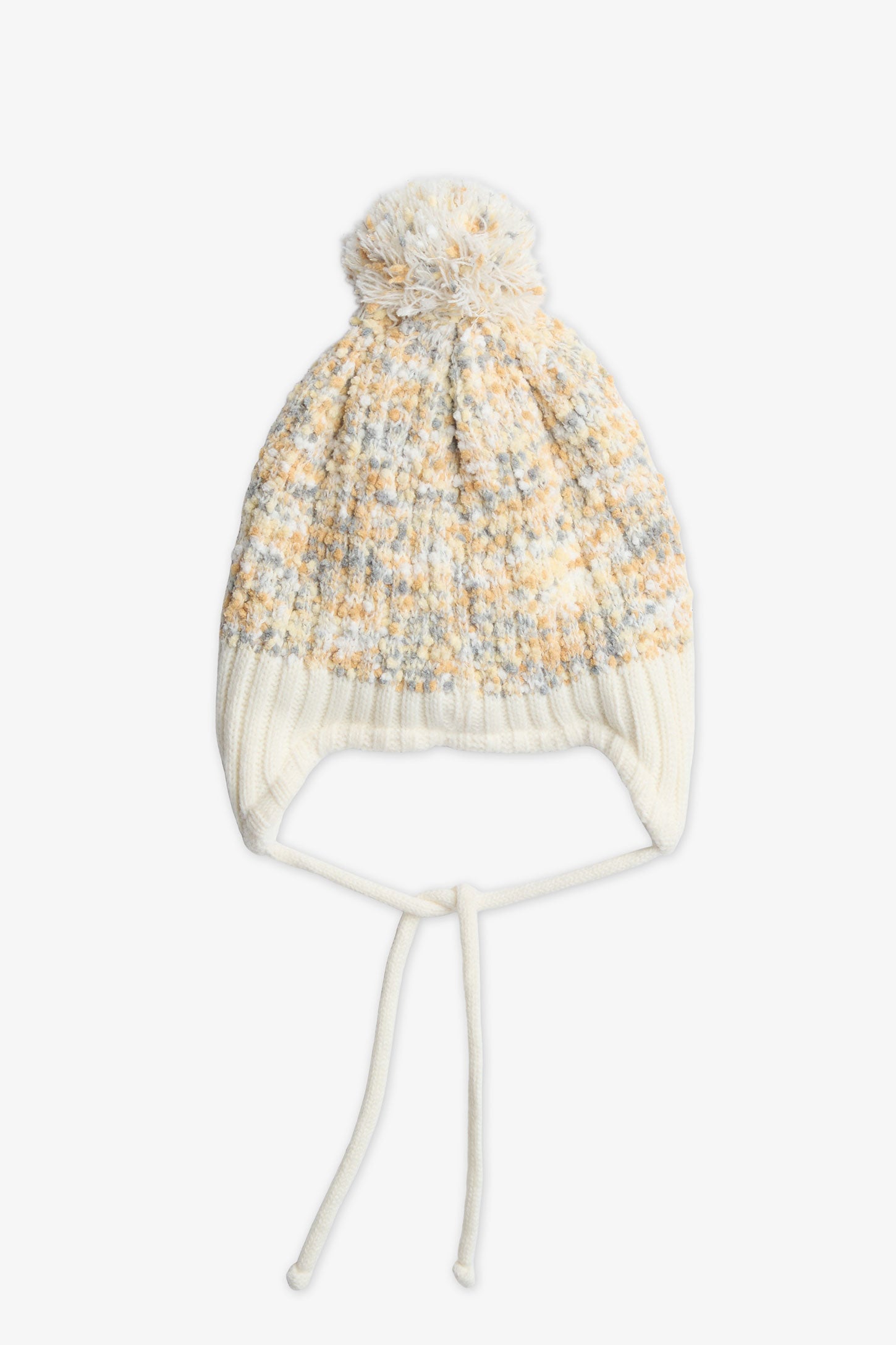 Tuque en tricot avec pompons - Enfant fille && BEIGE