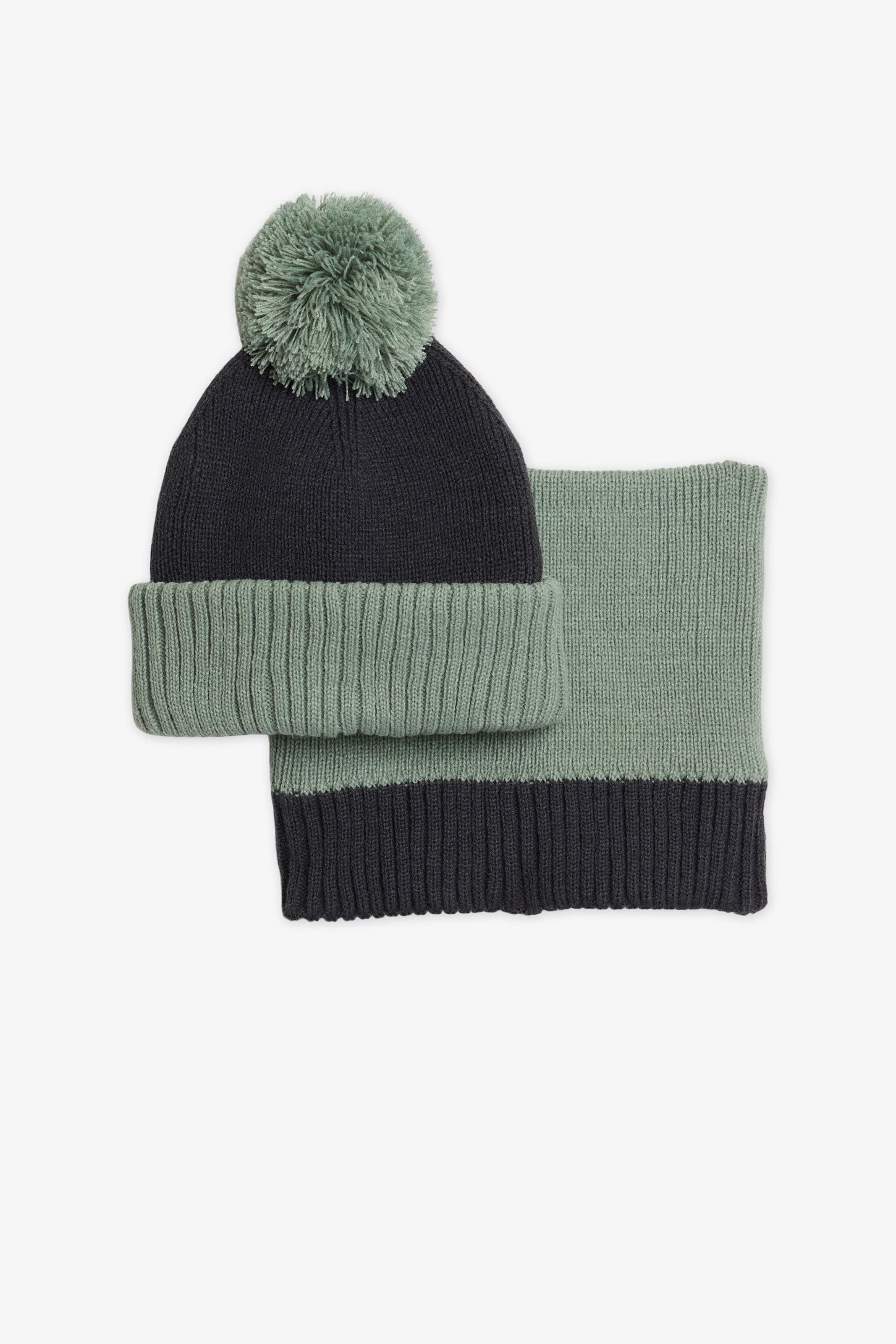 Tuque tricot double épaisseur avec tube - Ado fille && GRIS
