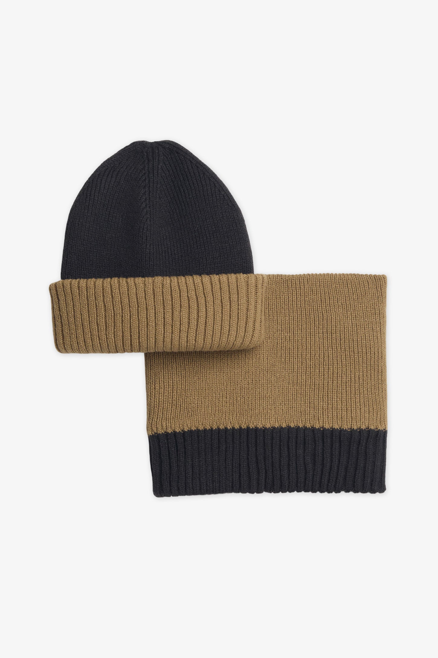 Combo tuque et cache-cou double épaisseur - Ado garçon && TAUPE