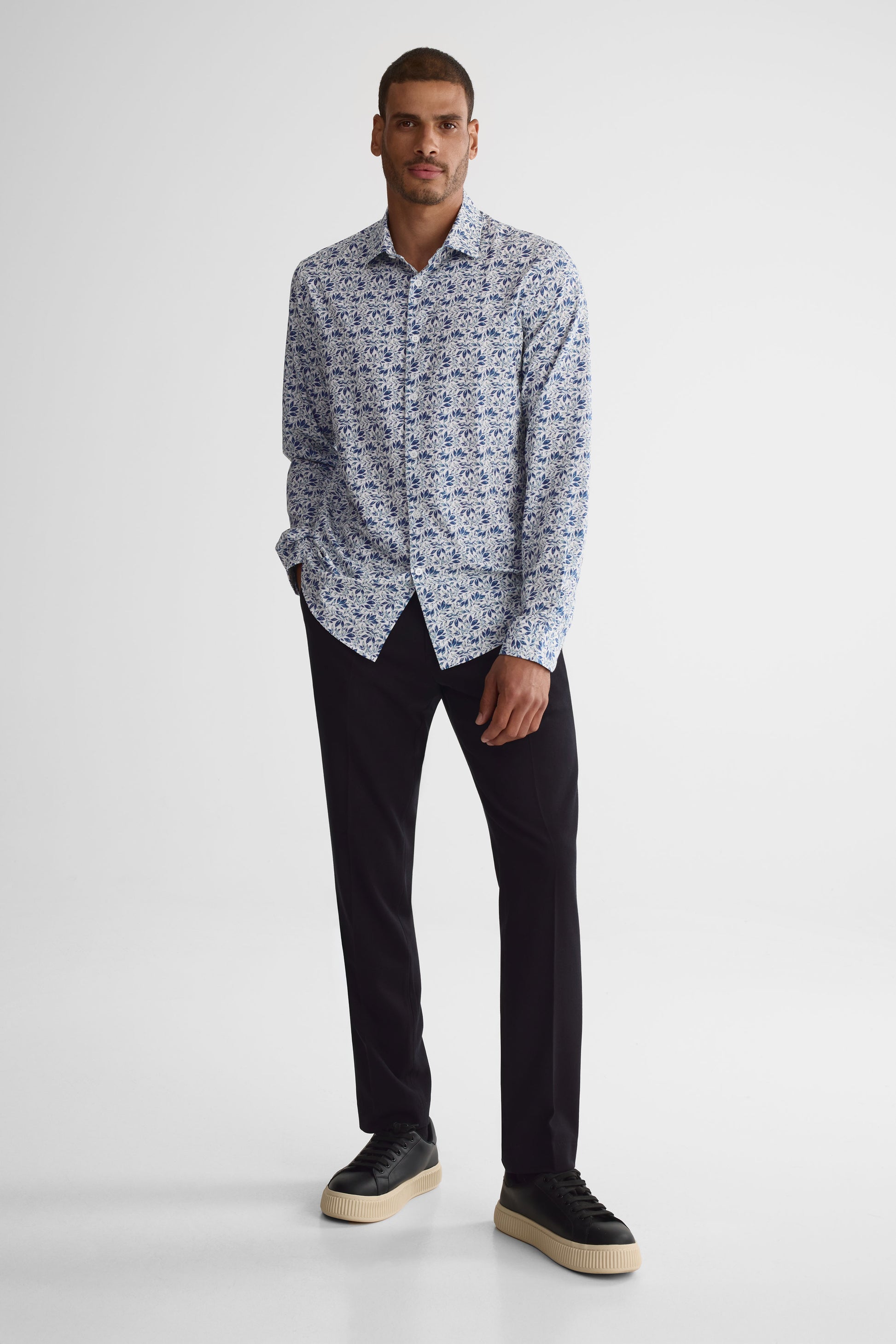 Chemise à manches longues stretch - Homme && BLANC CASSÉ/MULTI