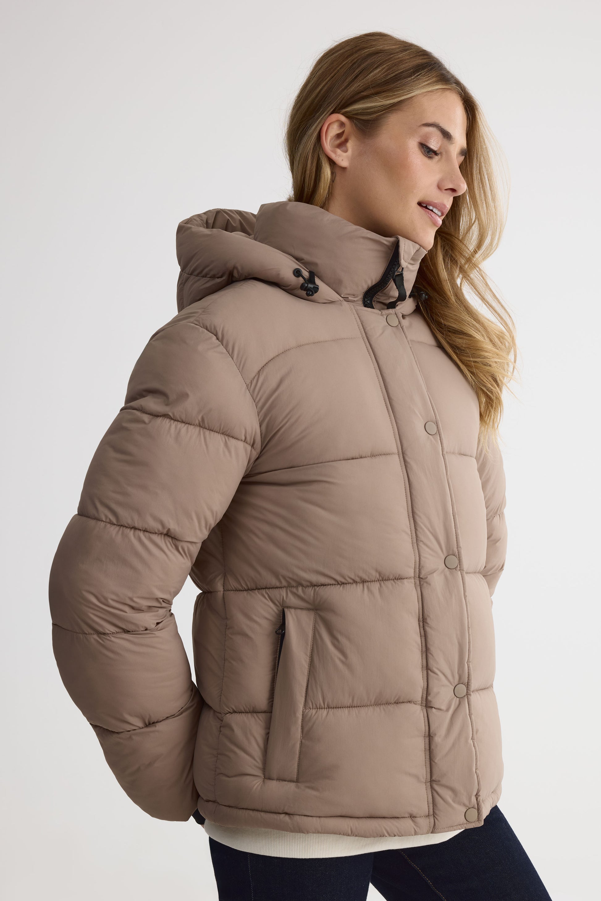 Manteau de ski isolé avec capuchon - Ado garçon && TAUPE