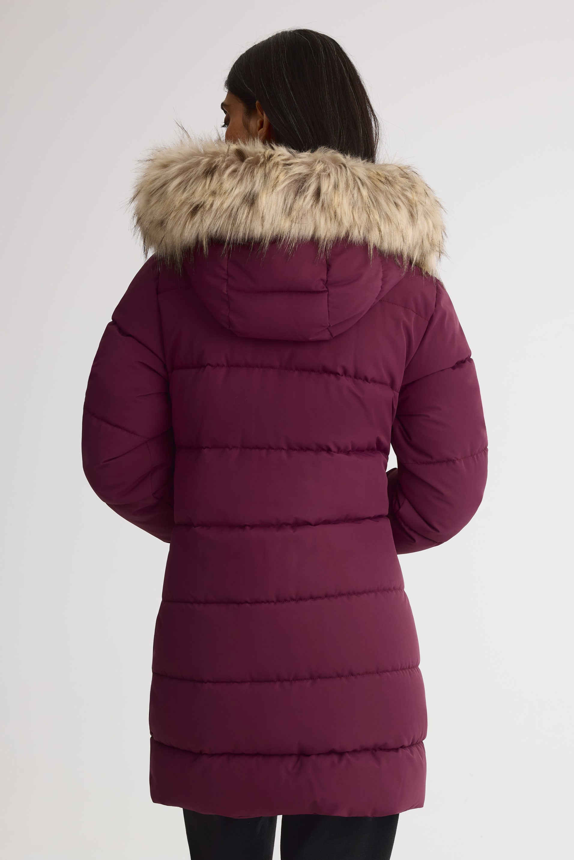 Manteau d'hiver mi-long - Femme && BOURGOGNE