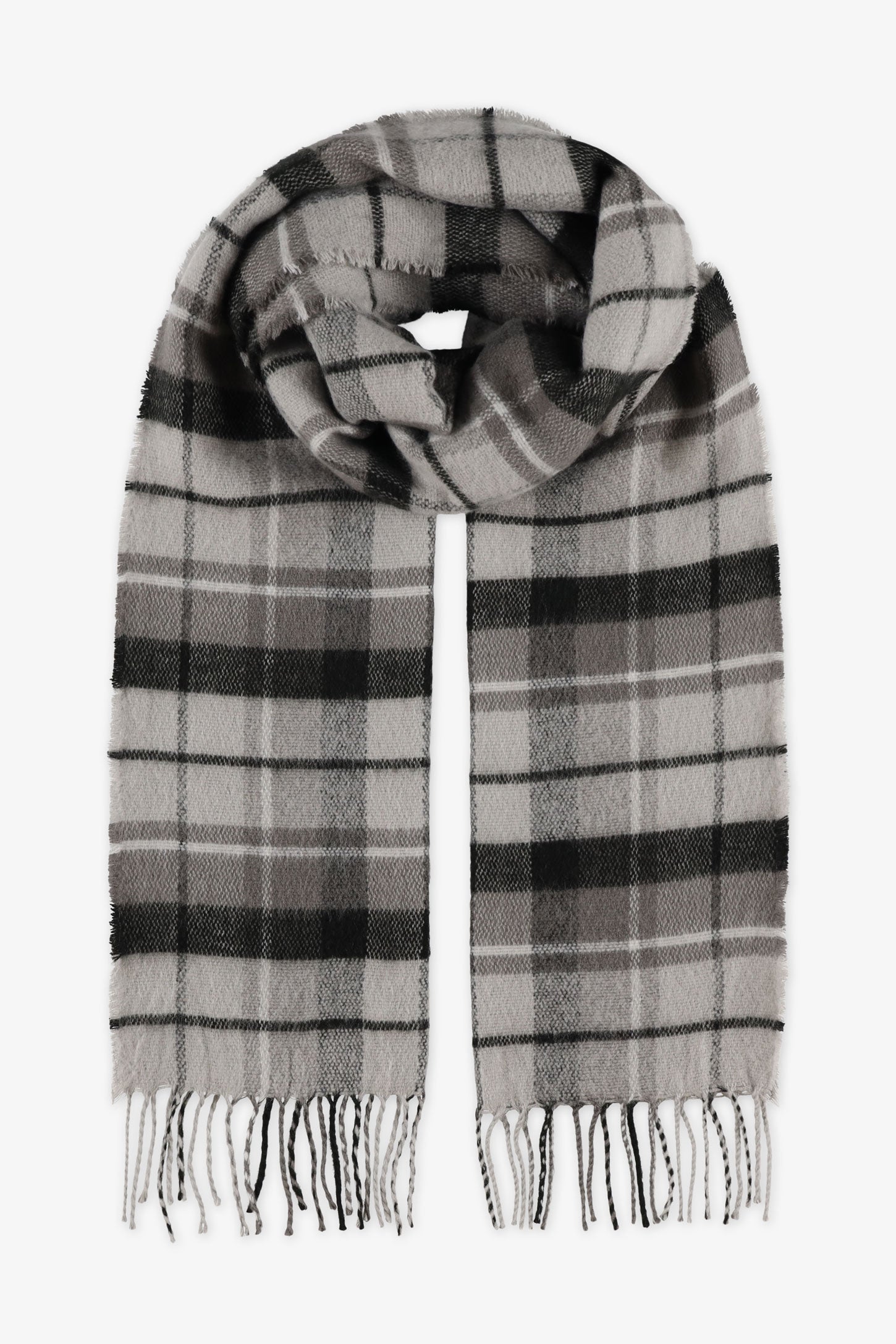 Foulard tricot en acrylique à carreaux – Homme && GRIS MULTI