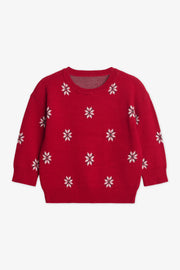 Chandail tricot à manches longues - Bébé fille && ROUGE/MULTI