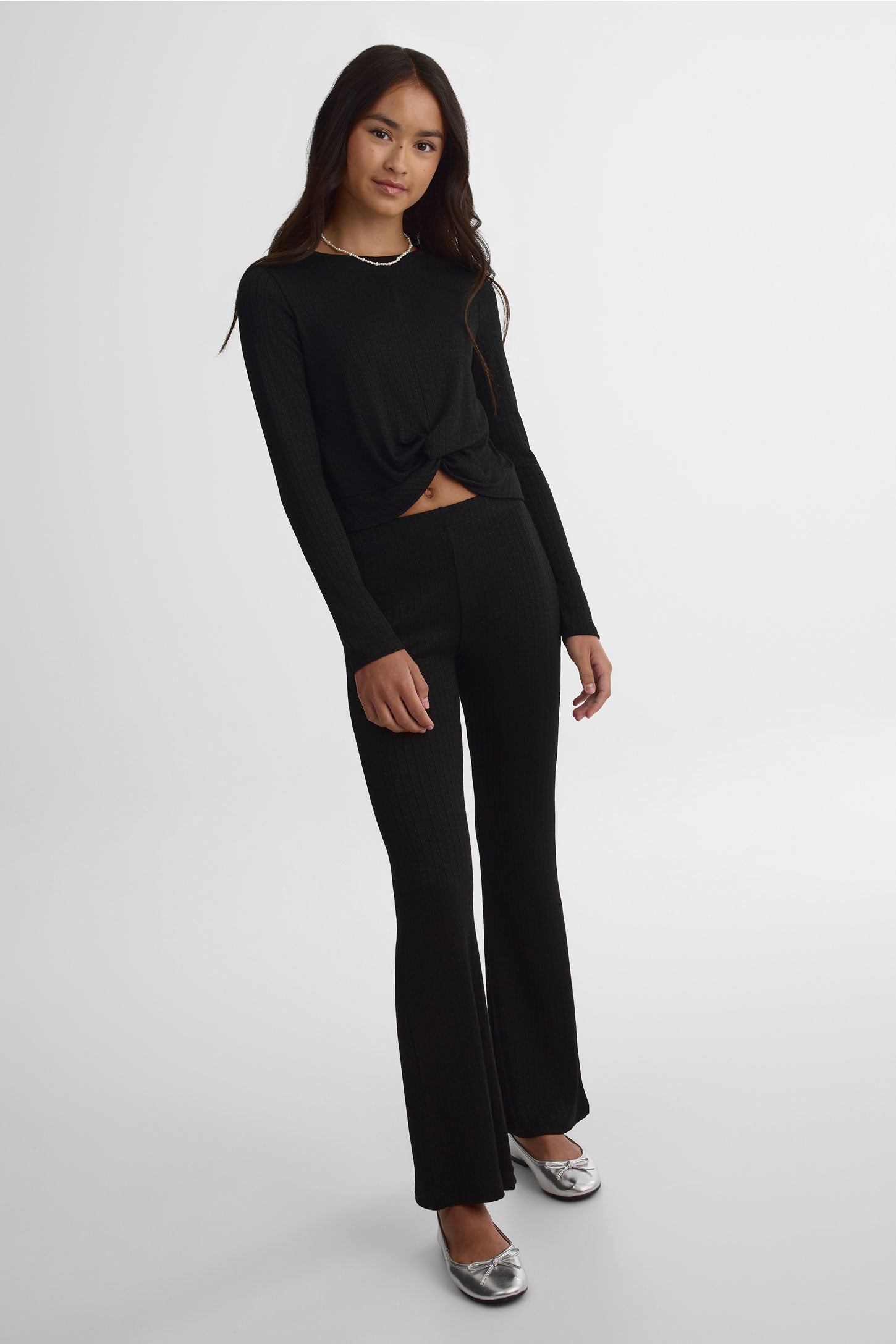 Pantalon évasé en lurex – Ado fille && NOIR