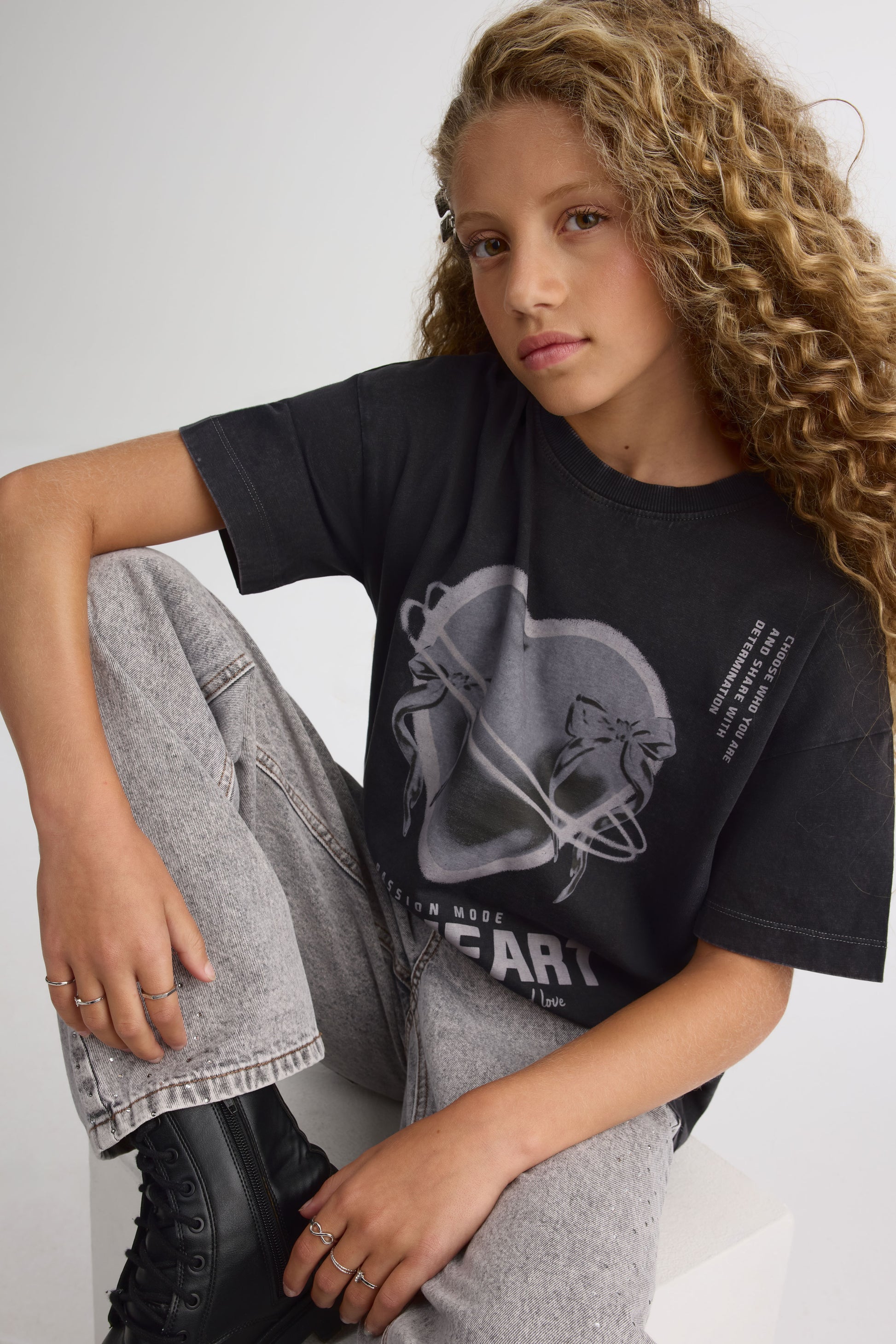 T-shirt graphique – Ado fille && NOIR