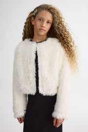 Veste en fausse fourrure – Ado fille && BLANC CASSÉ