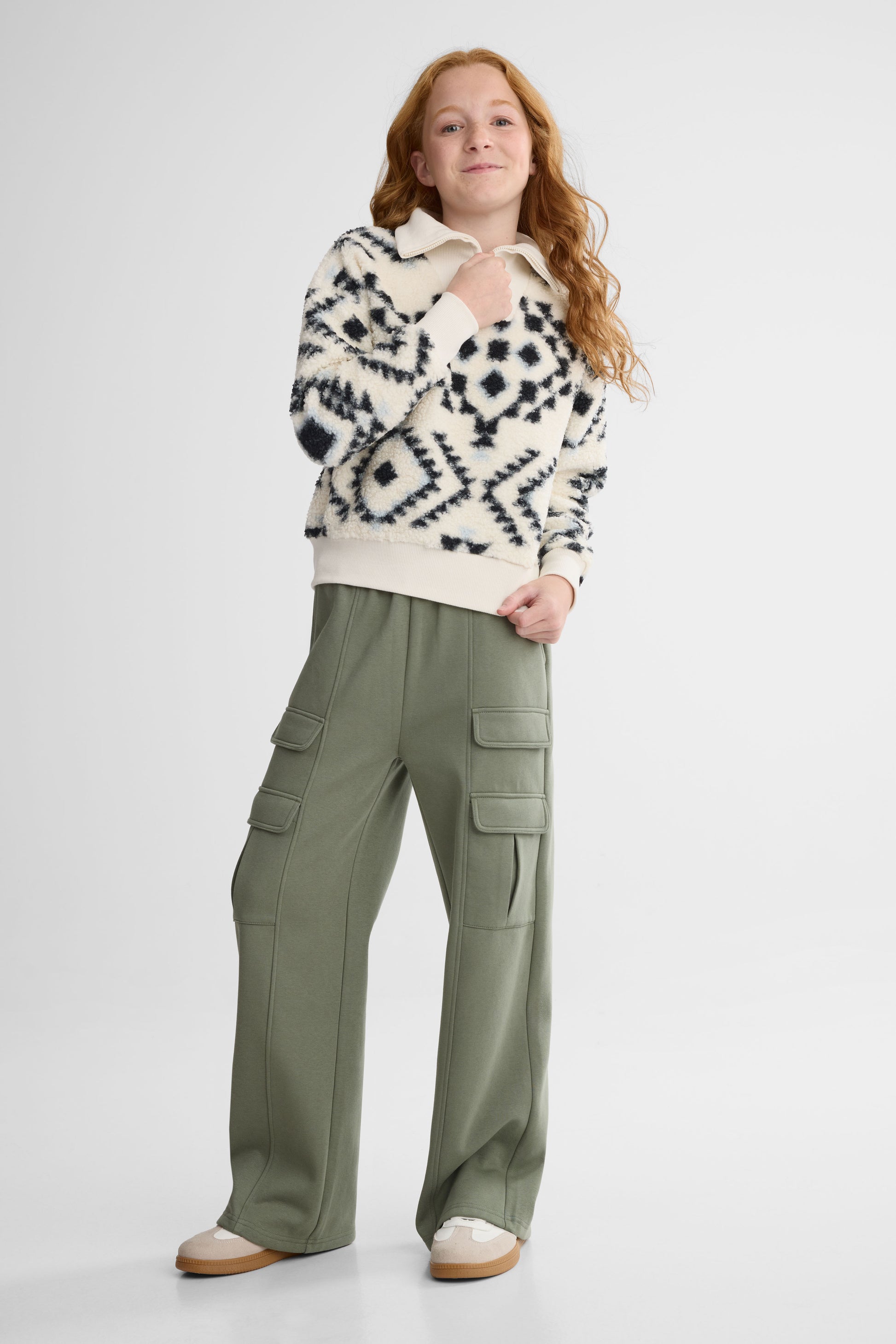 Chandail ouaté à col montant – Ado fille && BLANC CASSÉ/MULTI
