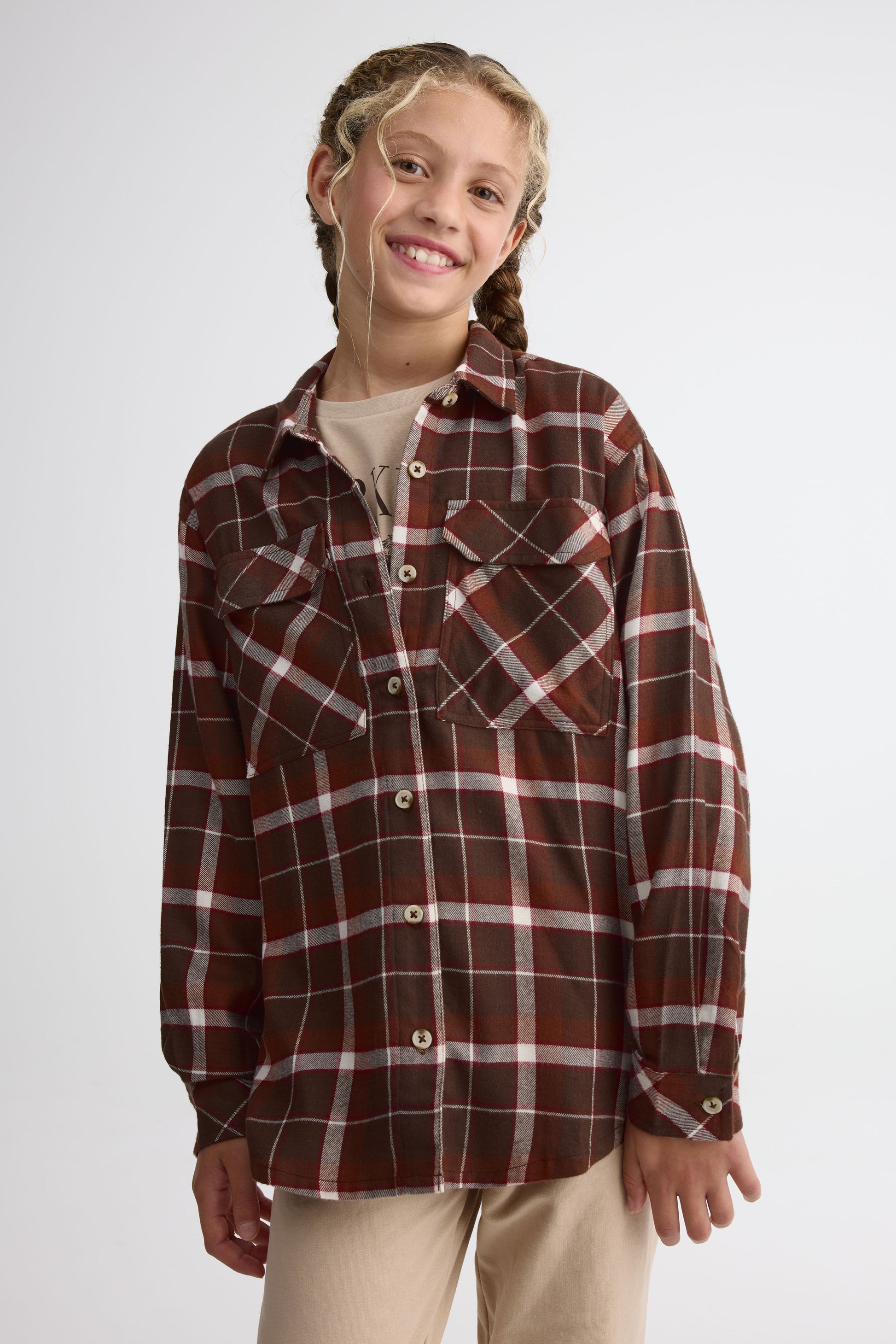 Chemise à carreaux - Ado fille && BRUN/MULTI