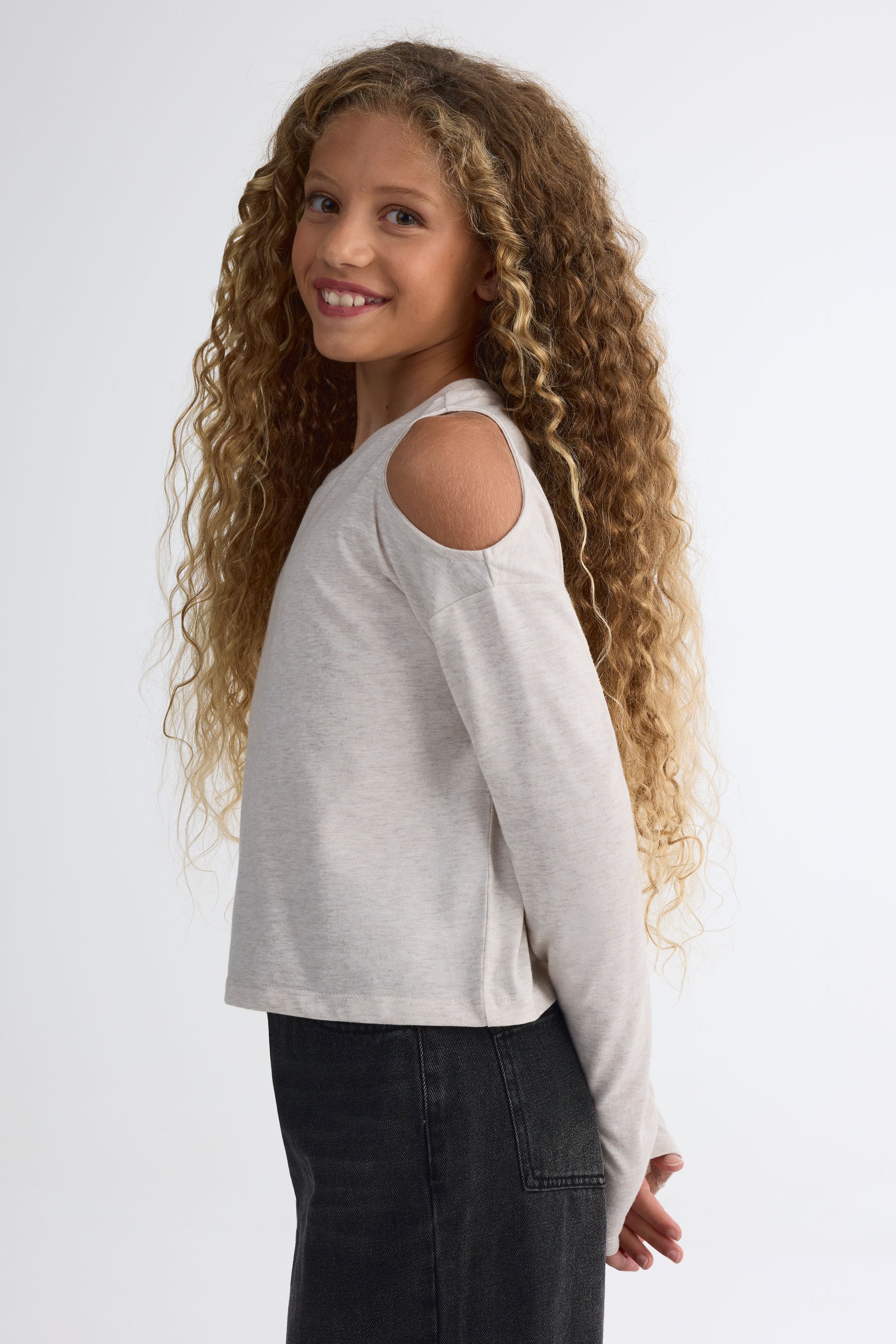 Chandail épaules dénudée – Ado fille && OATMEAL