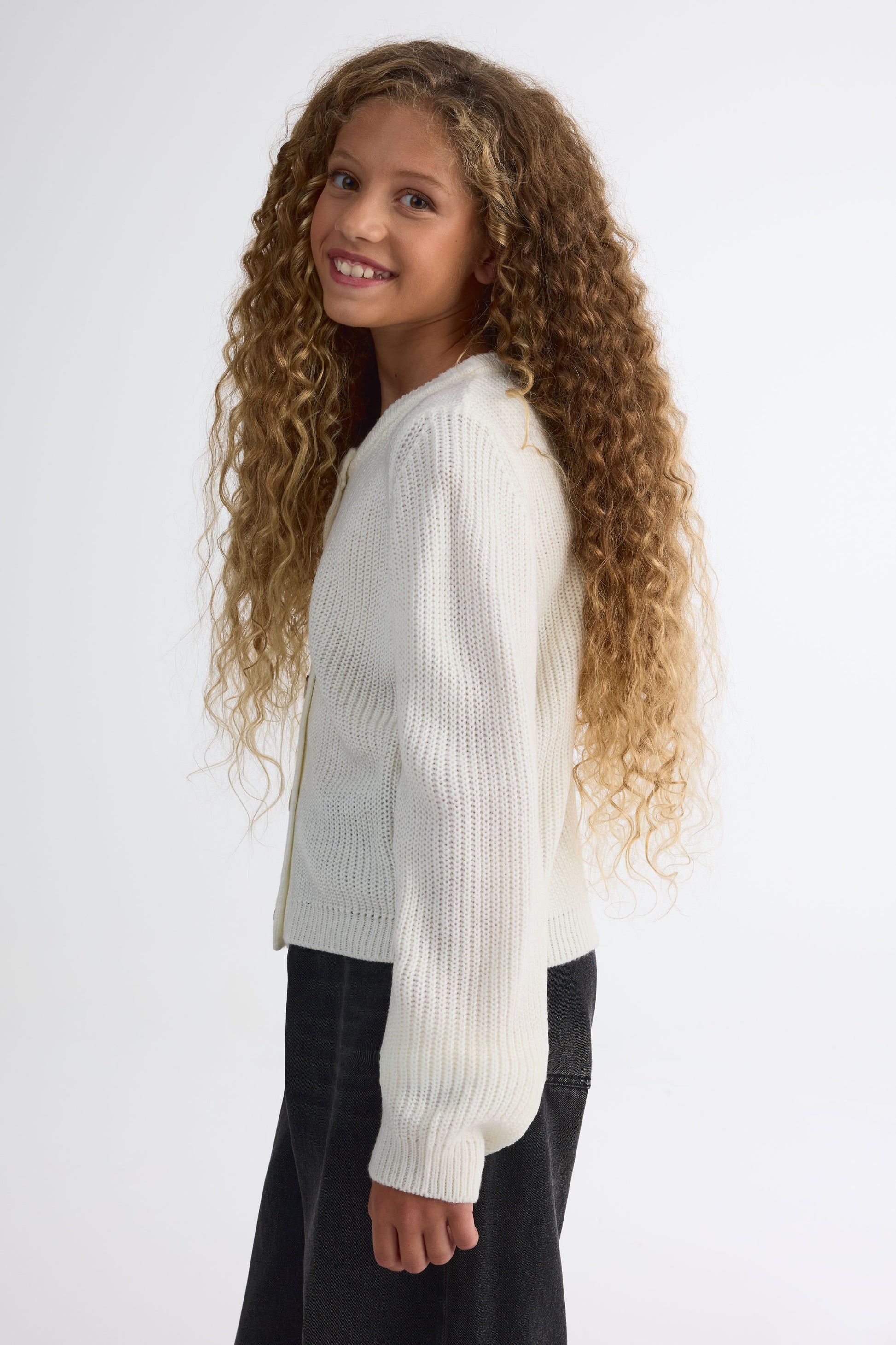 Veste en tricot manches longues - Ado fille && BLANC