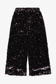 Pantalon jambes larges paillettés - Enfant fille && NOIR