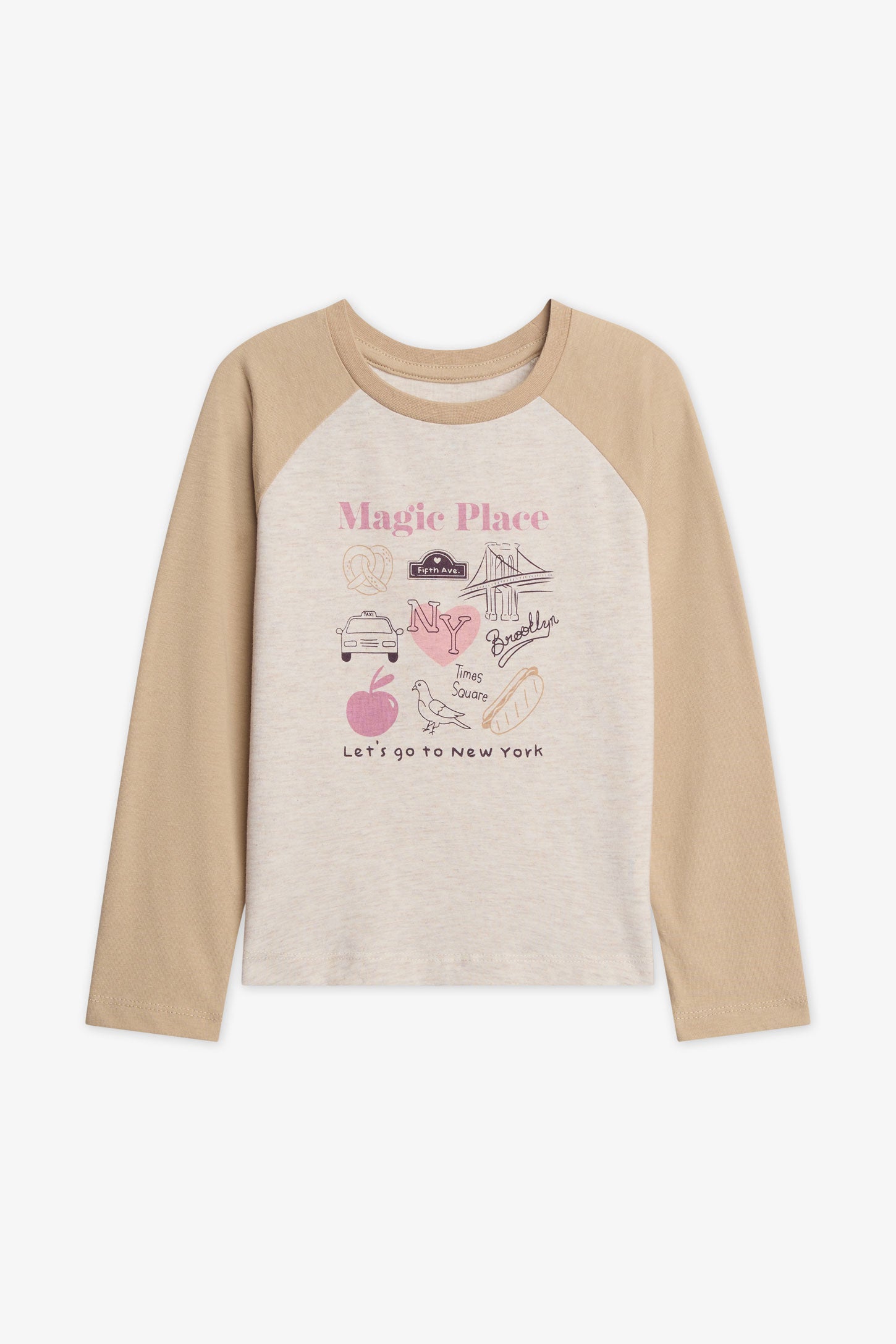 Chandail raglan 2/20$ - Enfant fille && BEIGE