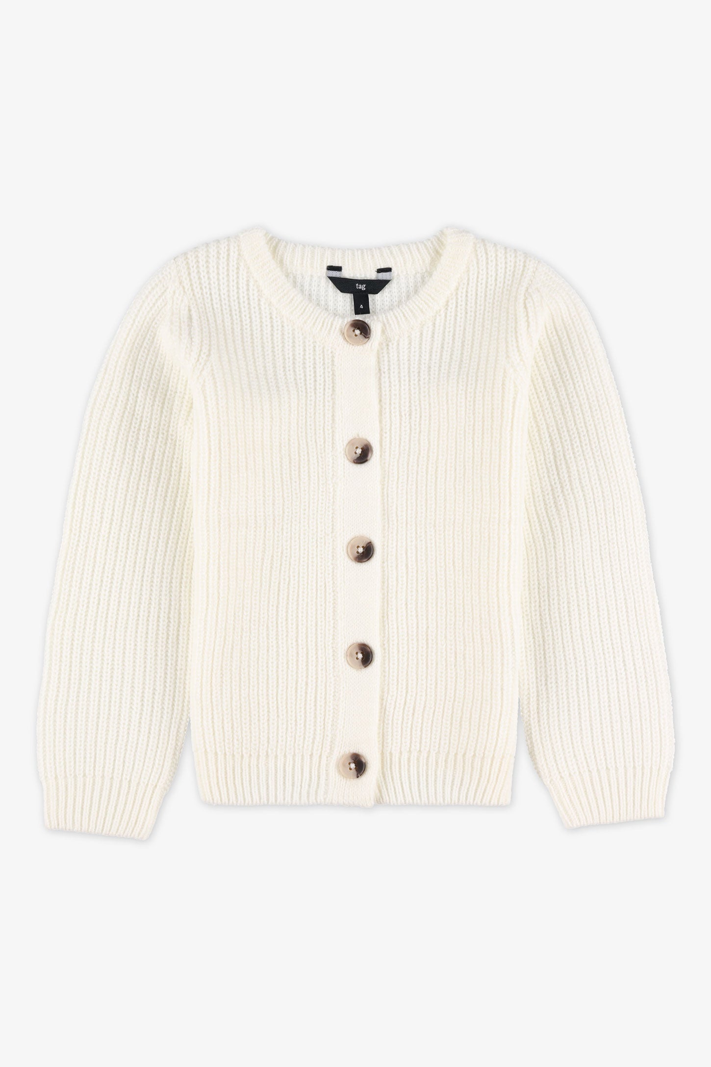Chandail tricot à manches longues - Enfant fille && BLANC