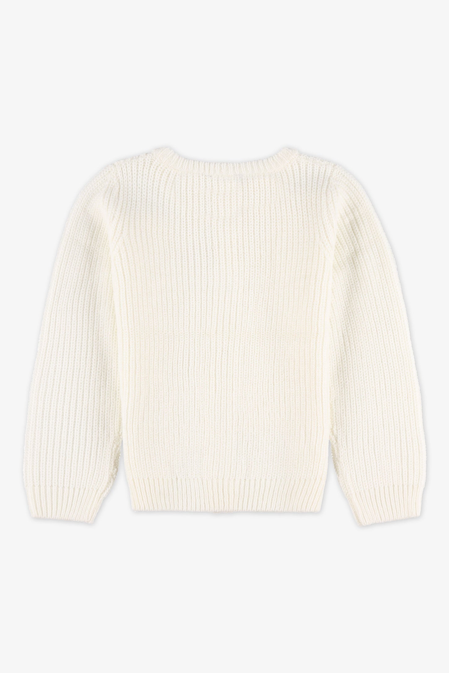 Chandail tricot à manches longues - Enfant fille && BLANC