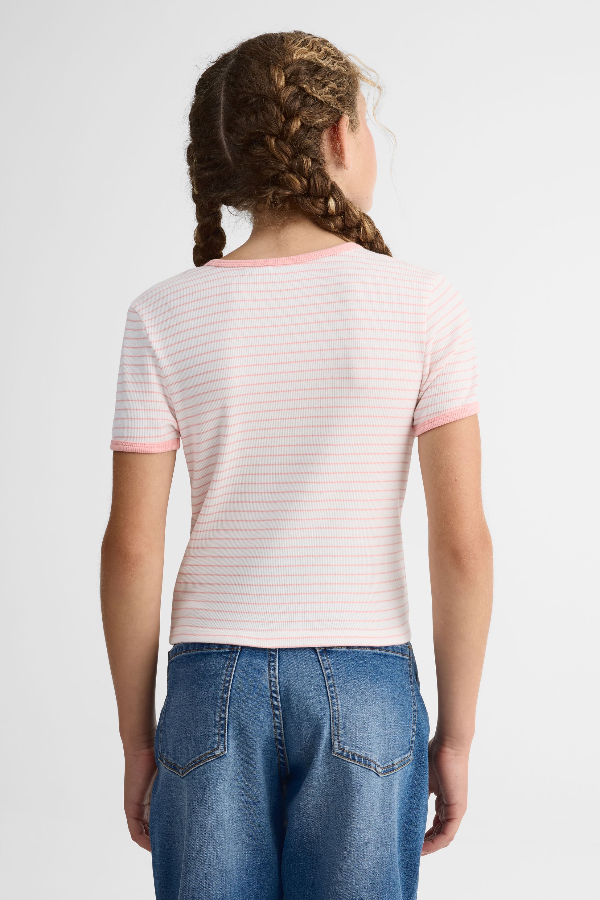 Chandail rayé manches courtes en stretch - Ado fille && PECHE