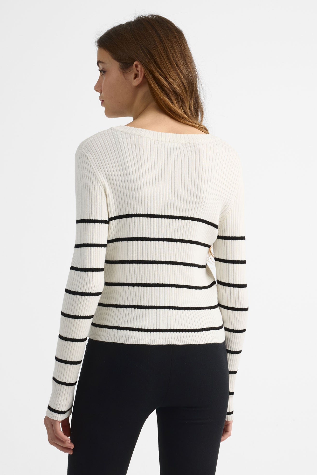 Chandail tricot rayé - Ado fille && BLANC MULTI