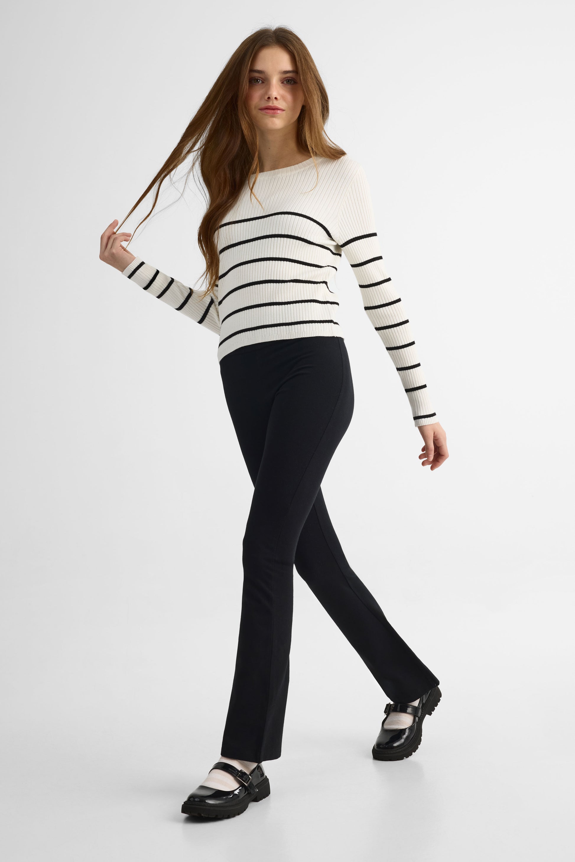 Chandail tricot rayé - Ado fille && BLANC MULTI