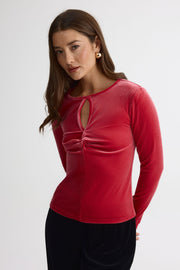 Chandail à devant torsadé - Femme && ROUGE