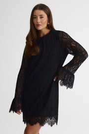 Robe court en dentelle – Femme && NOIR