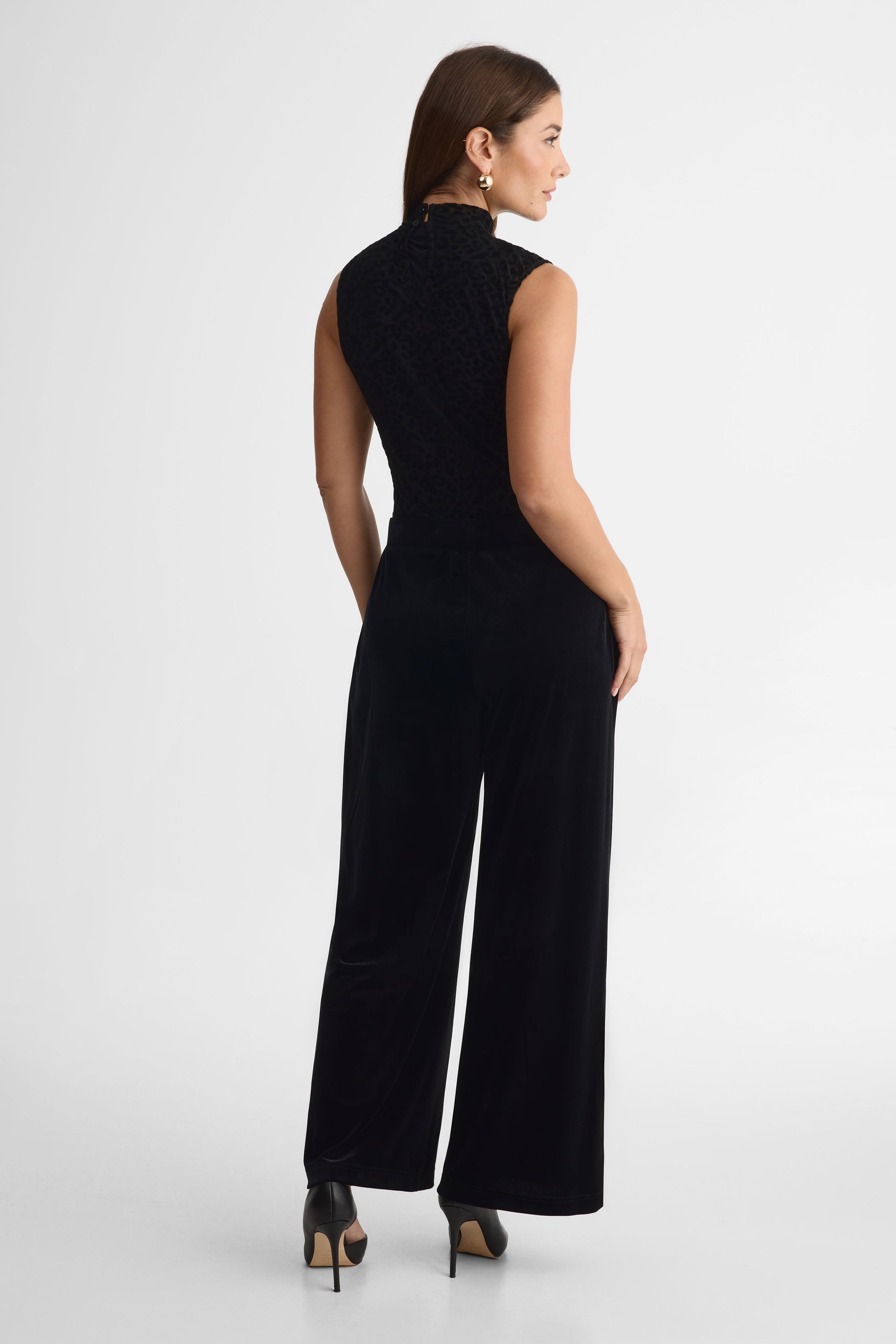 Pantalon jambe larges à taille haute - Femme && NOIR