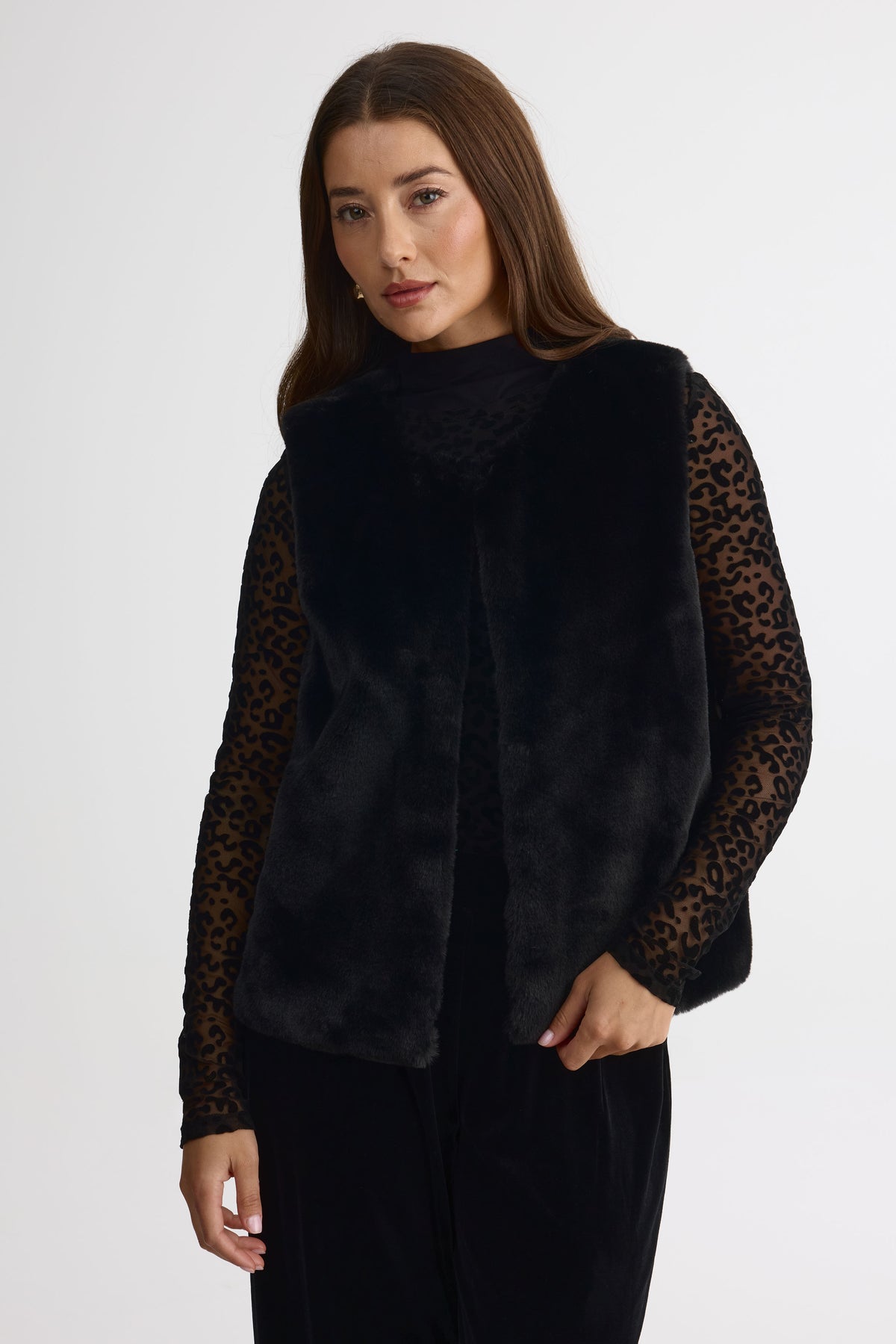 Veste en fausse fourrure - Femme && NOIR