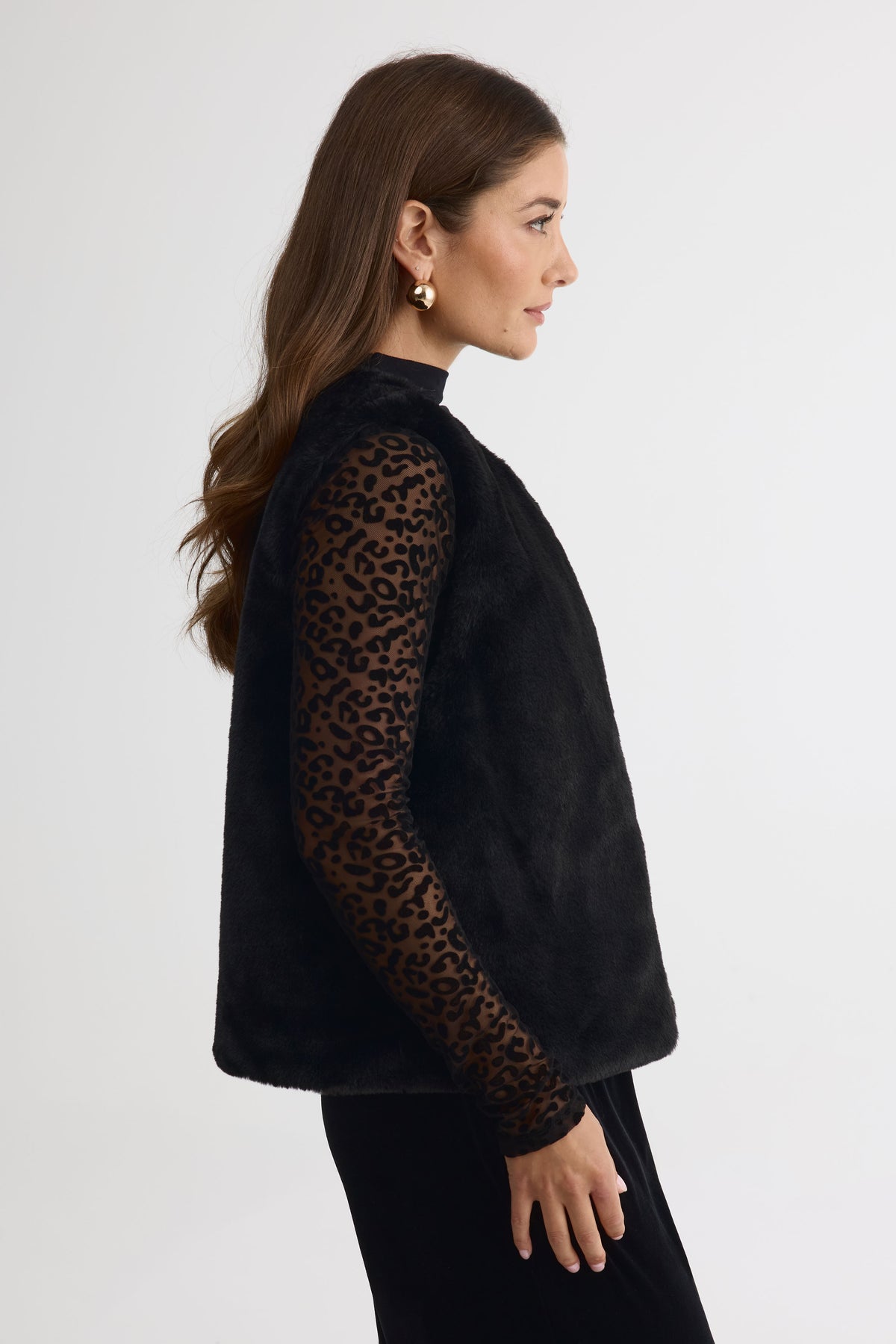 Veste en fausse fourrure - Femme && NOIR